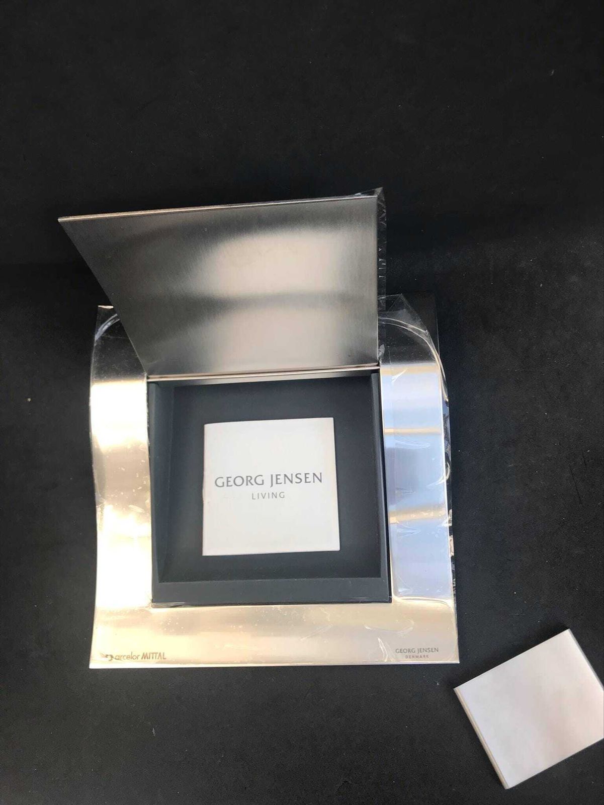 Georg Jensen Wave Series Desk Catch All Box Modern Lines Denmark W/ Box 90's Desk Organizer Desk Decor Modernist Scandinavian Design Gift photo furniture