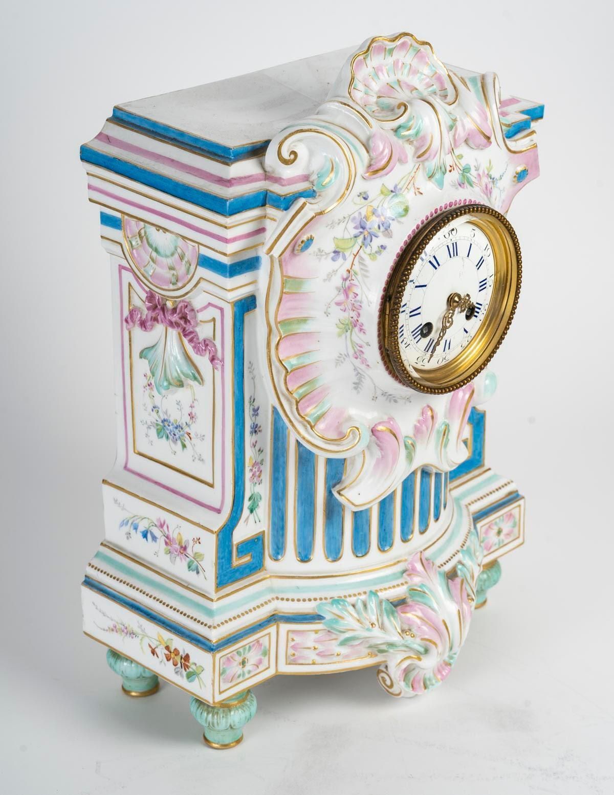Porcelain Clock, 19th Century, Napoleon III Period. photo Home Decor