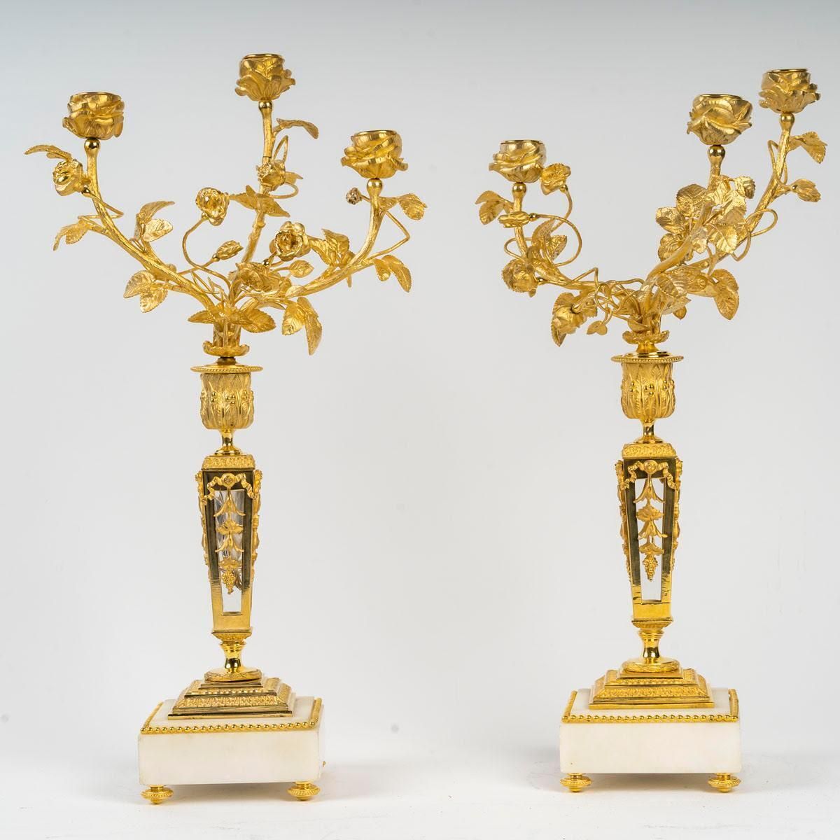 Pair Of Louis XVI Style Candelabra, 19th Century. photo vintage