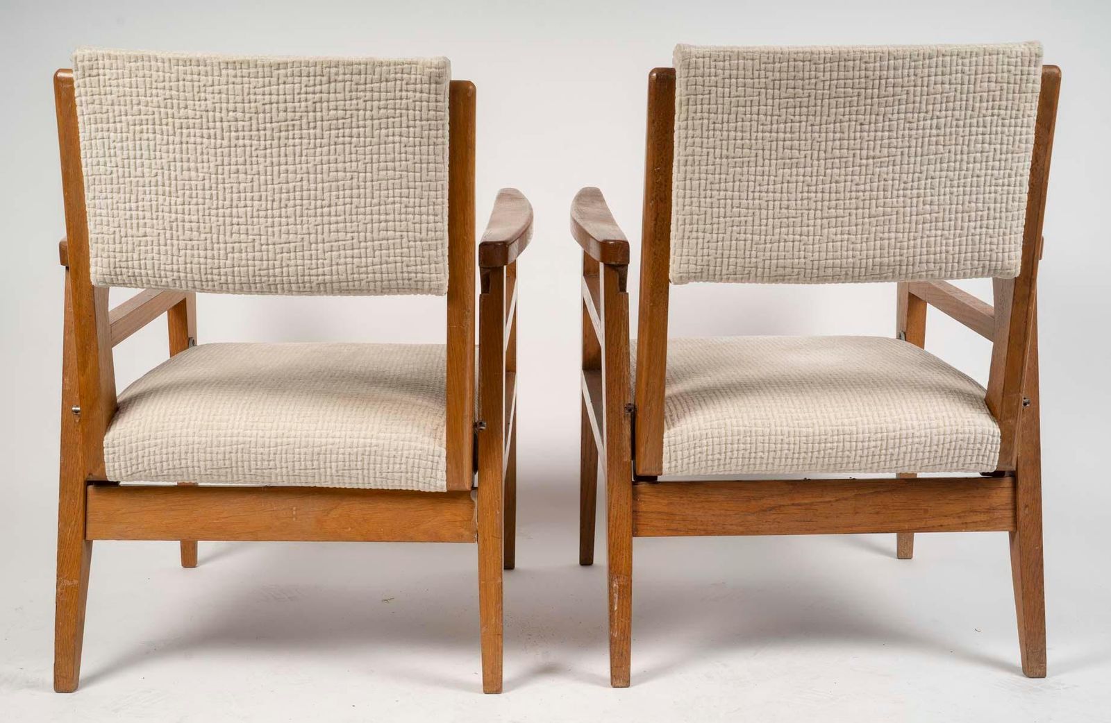 Pair Of 1950s Oak Armchairs, Convertible, Two Seat Heights. photo vinterior