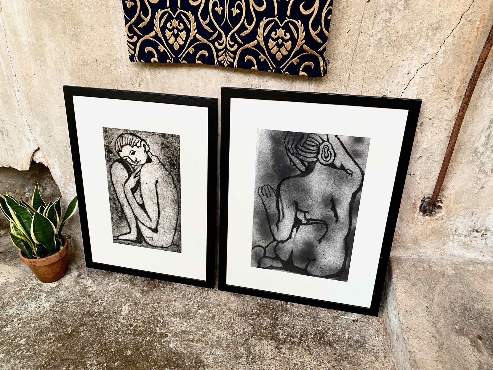 Pair Of Figurative Screen Prints In Frames Signed. Pembrokeshire, Wales Artist photo for sale
