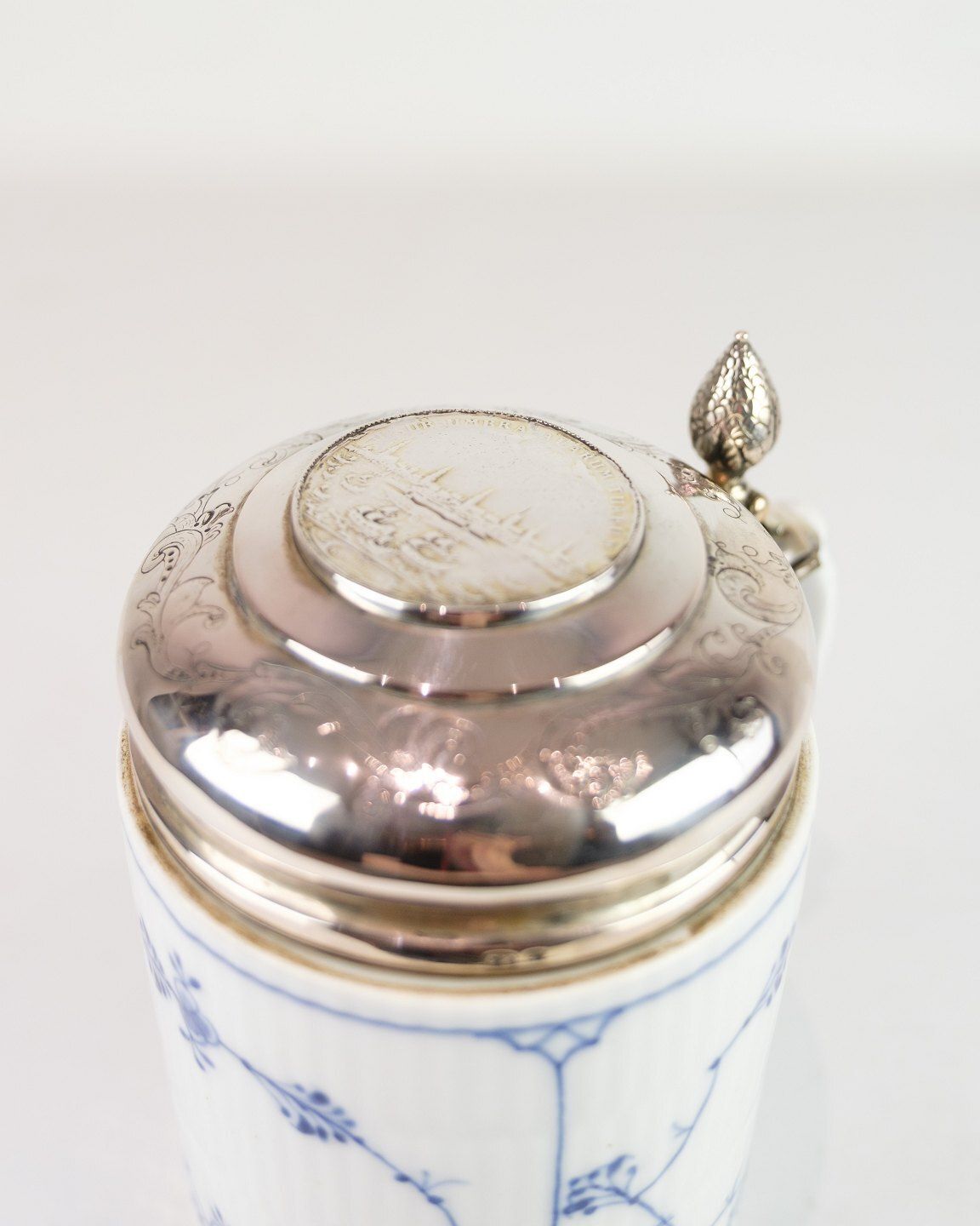 Lidded Mug With Baroque Lid Model 1/2023 In Porcelain & Silver Fluted Blue Fluted By Royal Copenhagen photo 2445.0