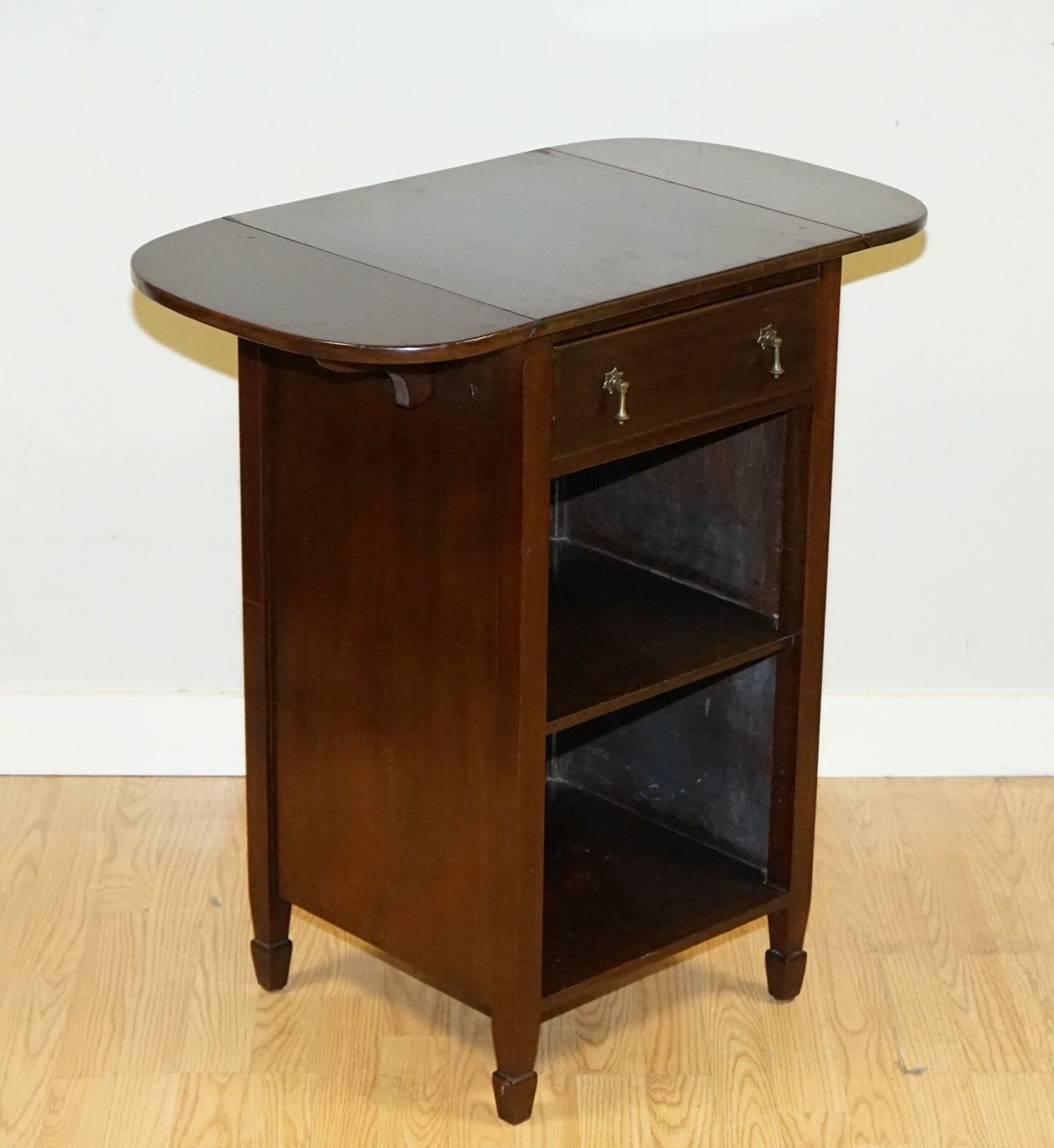 Lovely Vintage Mahogany Side End Hardwood Table With Drawer And Shelfs photo for sale