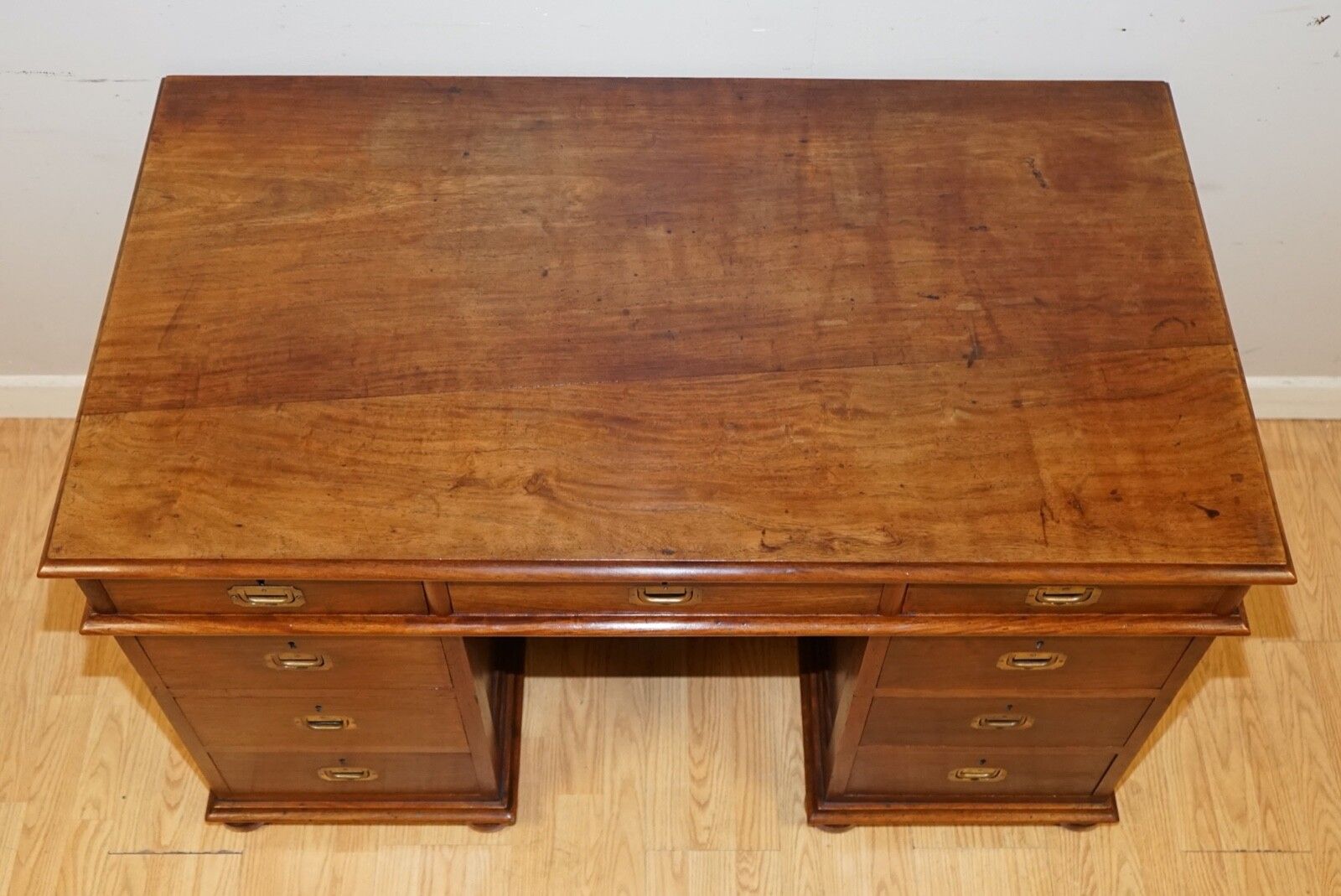 Antique Rare Circa 1880 Victoria Regina Military Campaign Pedestal Desk photo Furniture