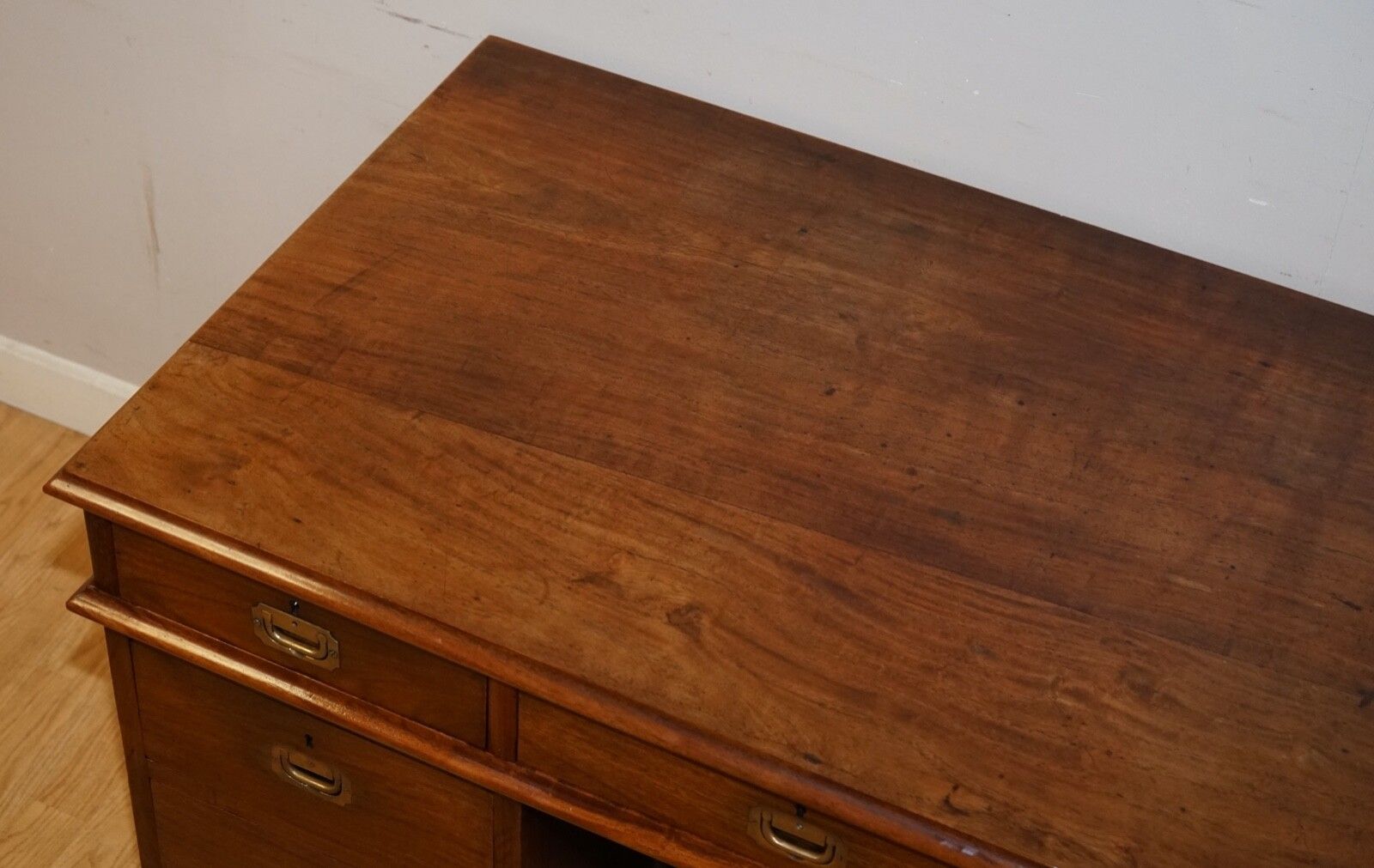 Antique Rare Circa 1880 Victoria Regina Military Campaign Pedestal Desk photo 2800.0