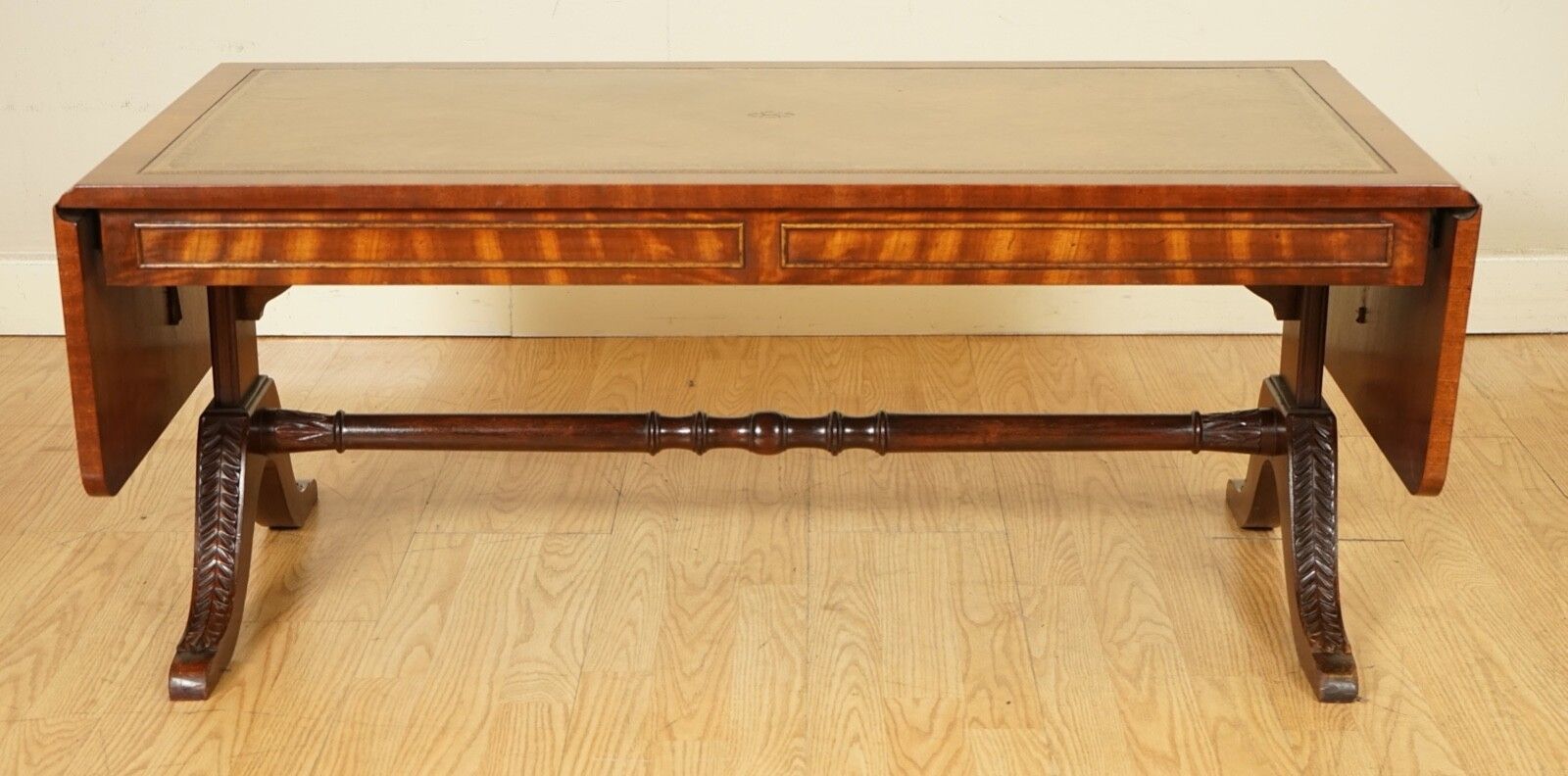 Vintage Bevan Funnell Extending Mahogany Coffee Table With Leather Top photo for sale