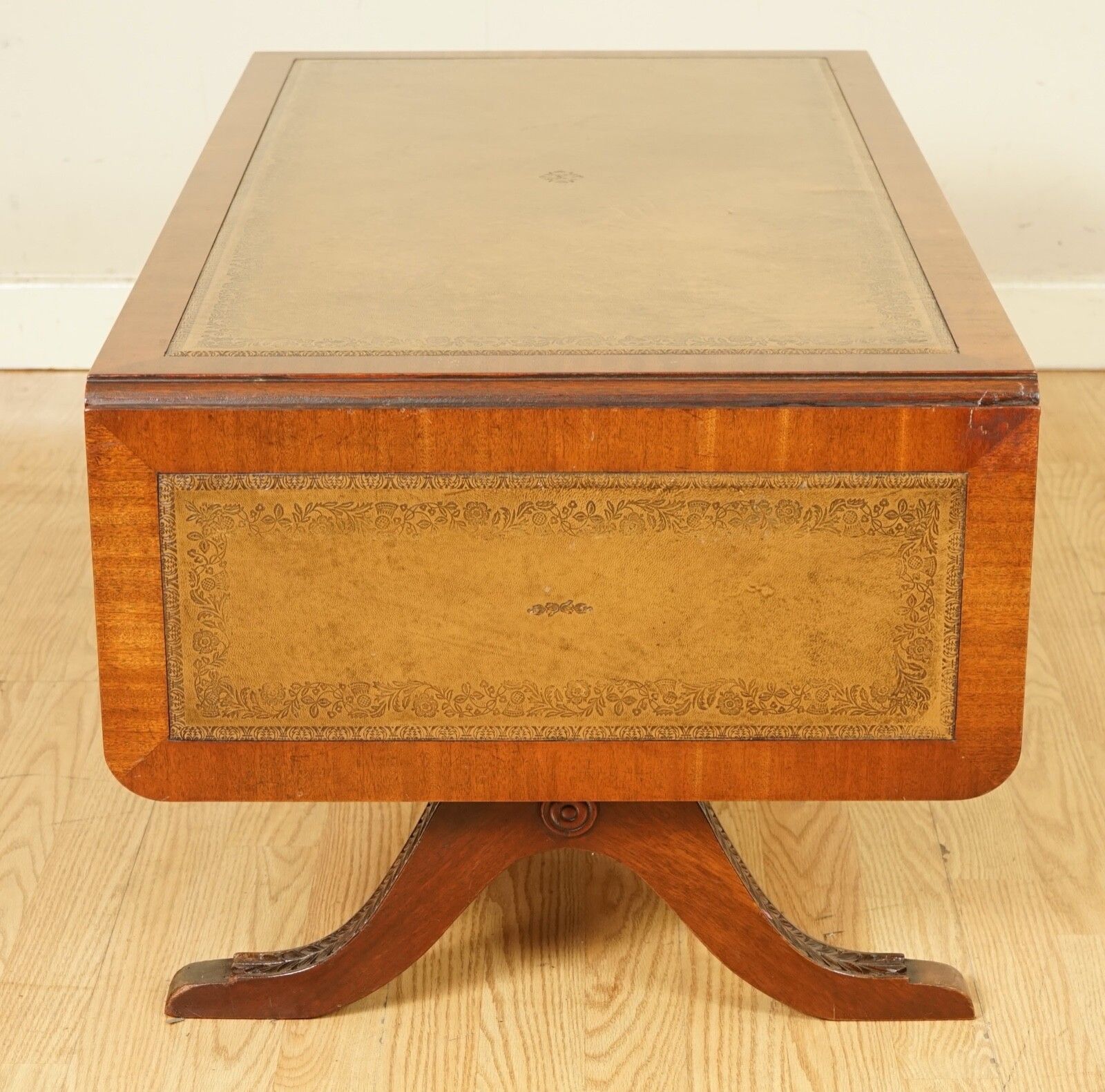 photo furniture Vintage Bevan Funnell Extending Mahogany Coffee Table With Leather Top