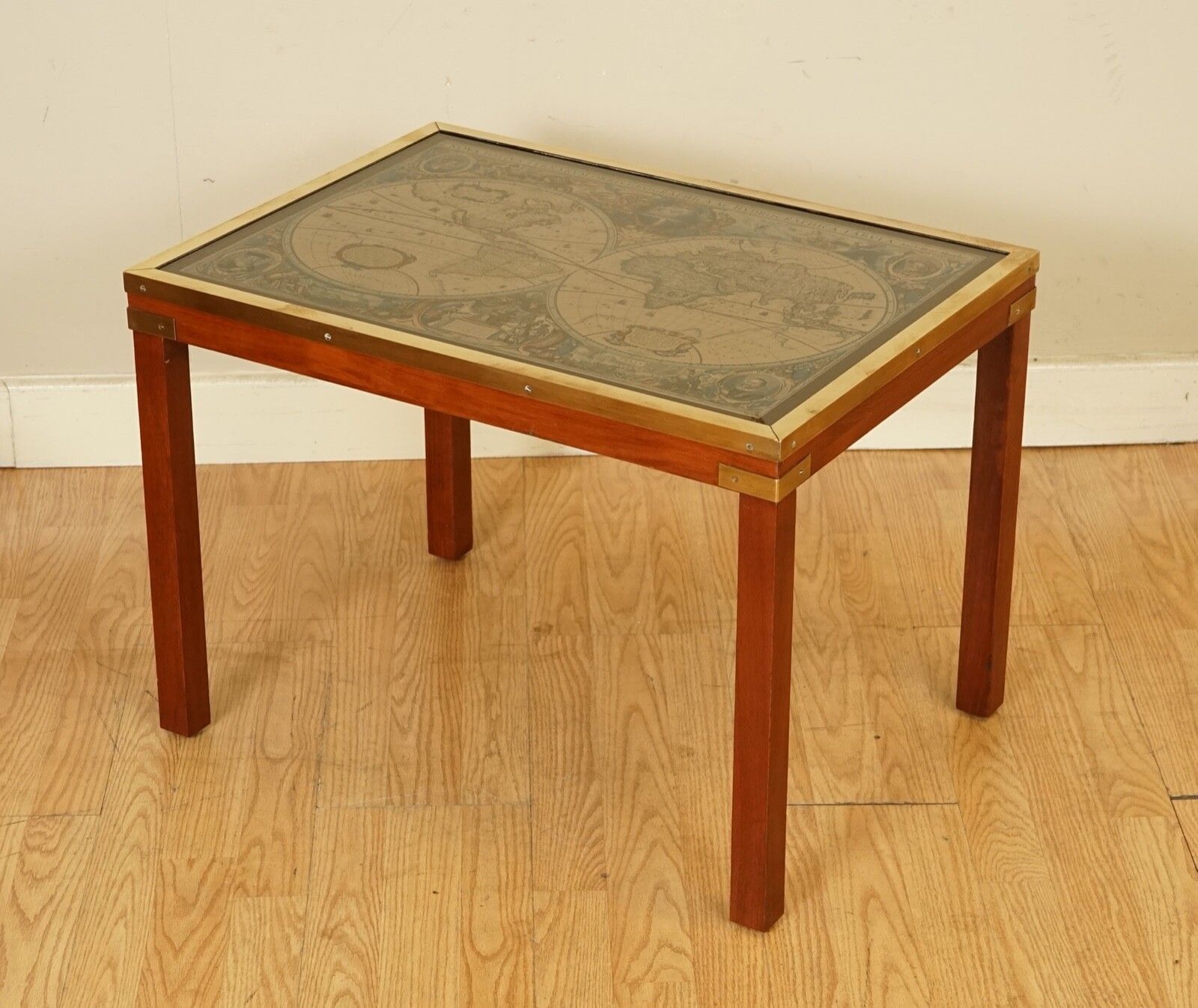 Stunning Coffee & Side Table Nest Of Tables Military Campaign With World Maps photo 950.0