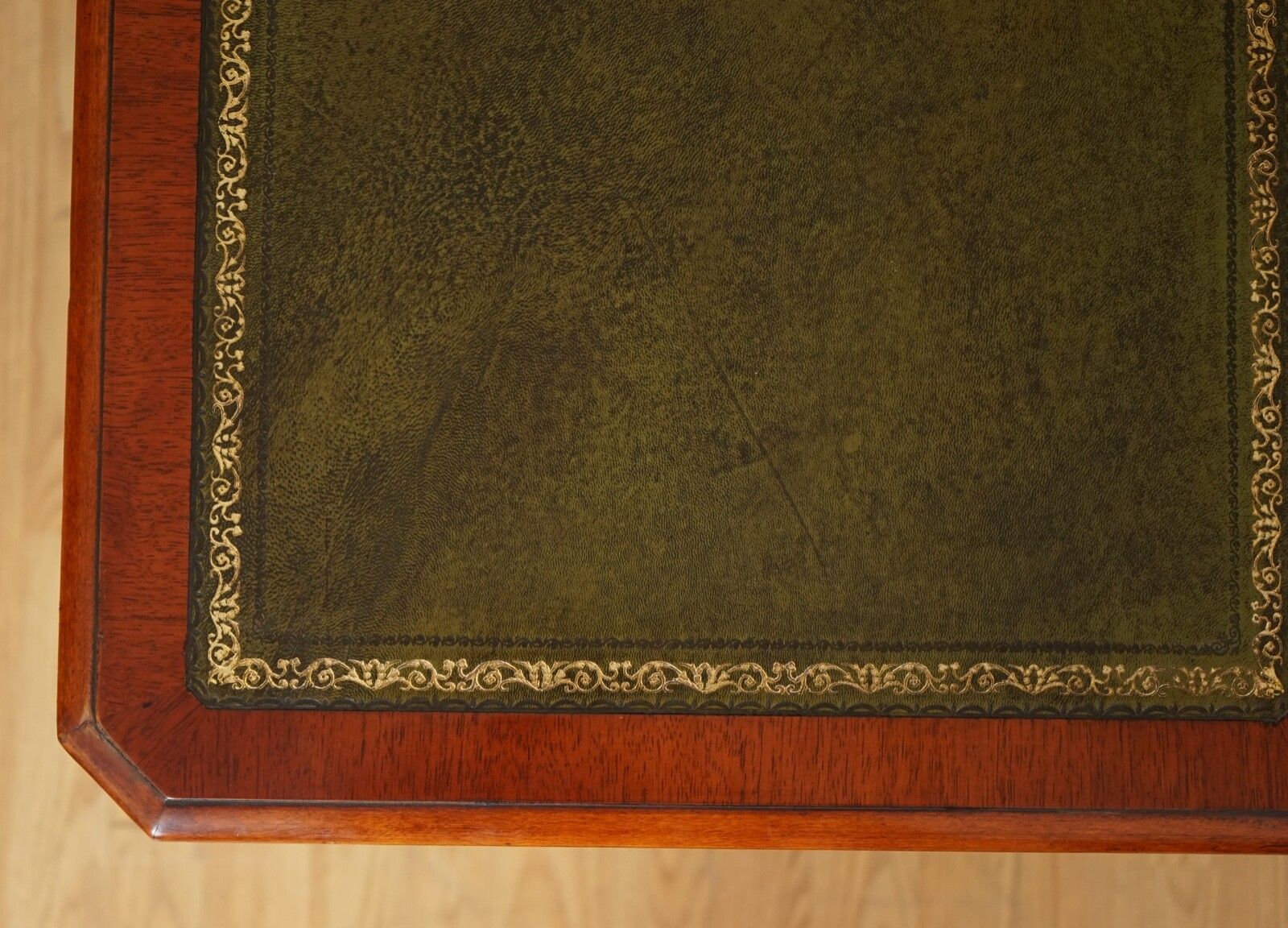 photo furniture E.G Hudson Fully Restored Twin Pedestal Mahogany Desk With Green Leather Top