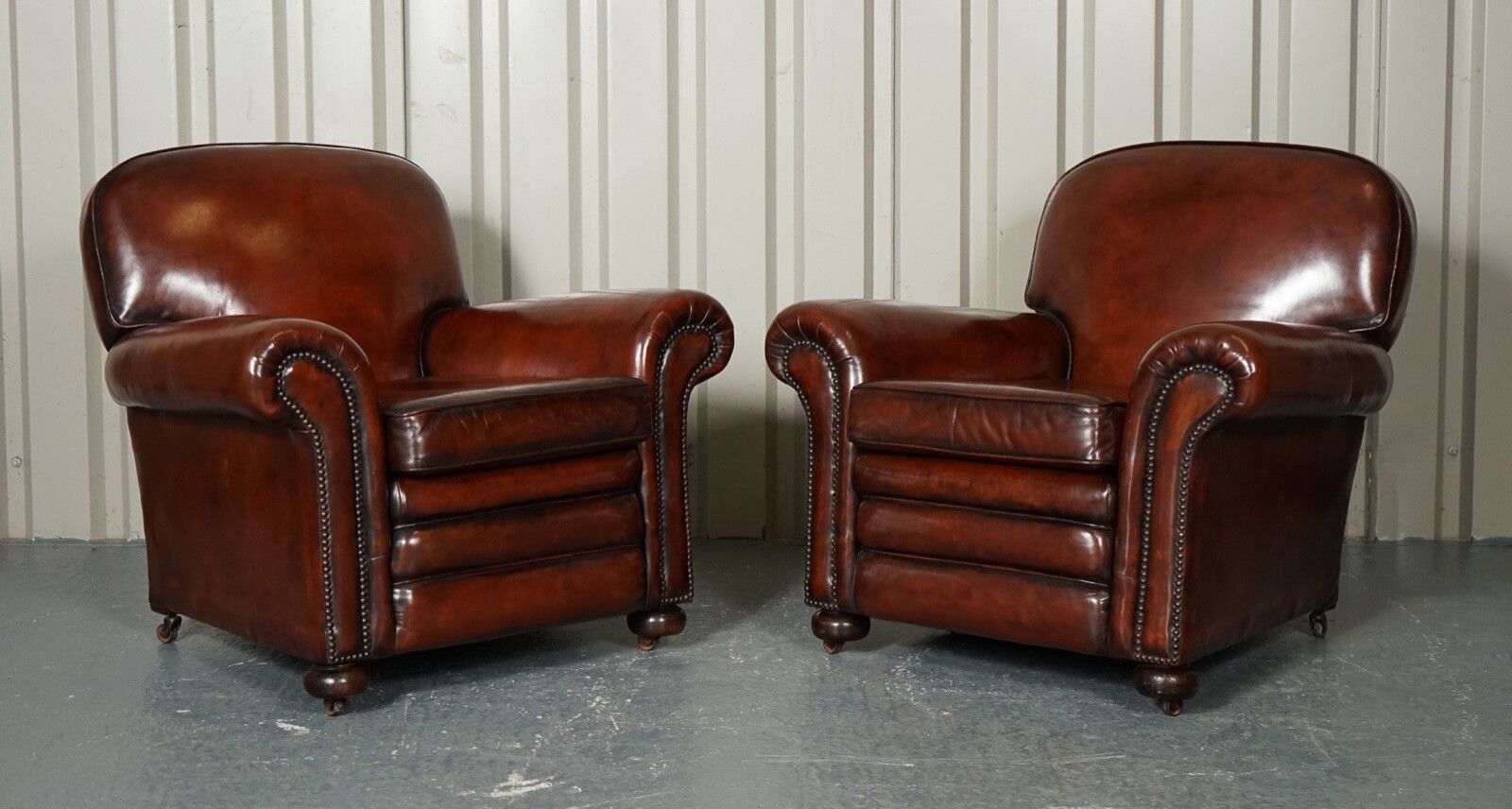 Restored Victorian Maroon Dyed Leather Suite Club Armchairs Gentleman Club Sofa photo furniture