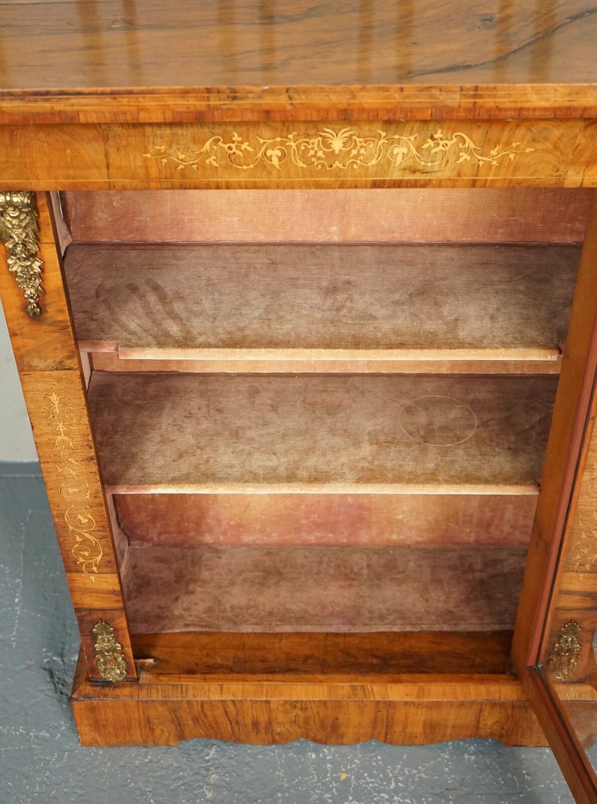 19th Century Victorian Burr Walnut Marquetry Pier Glazed Cabinet photo vinterior