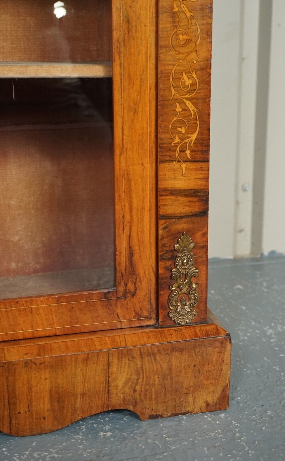19th Century Victorian Burr Walnut Marquetry Pier Glazed Cabinet photo buy