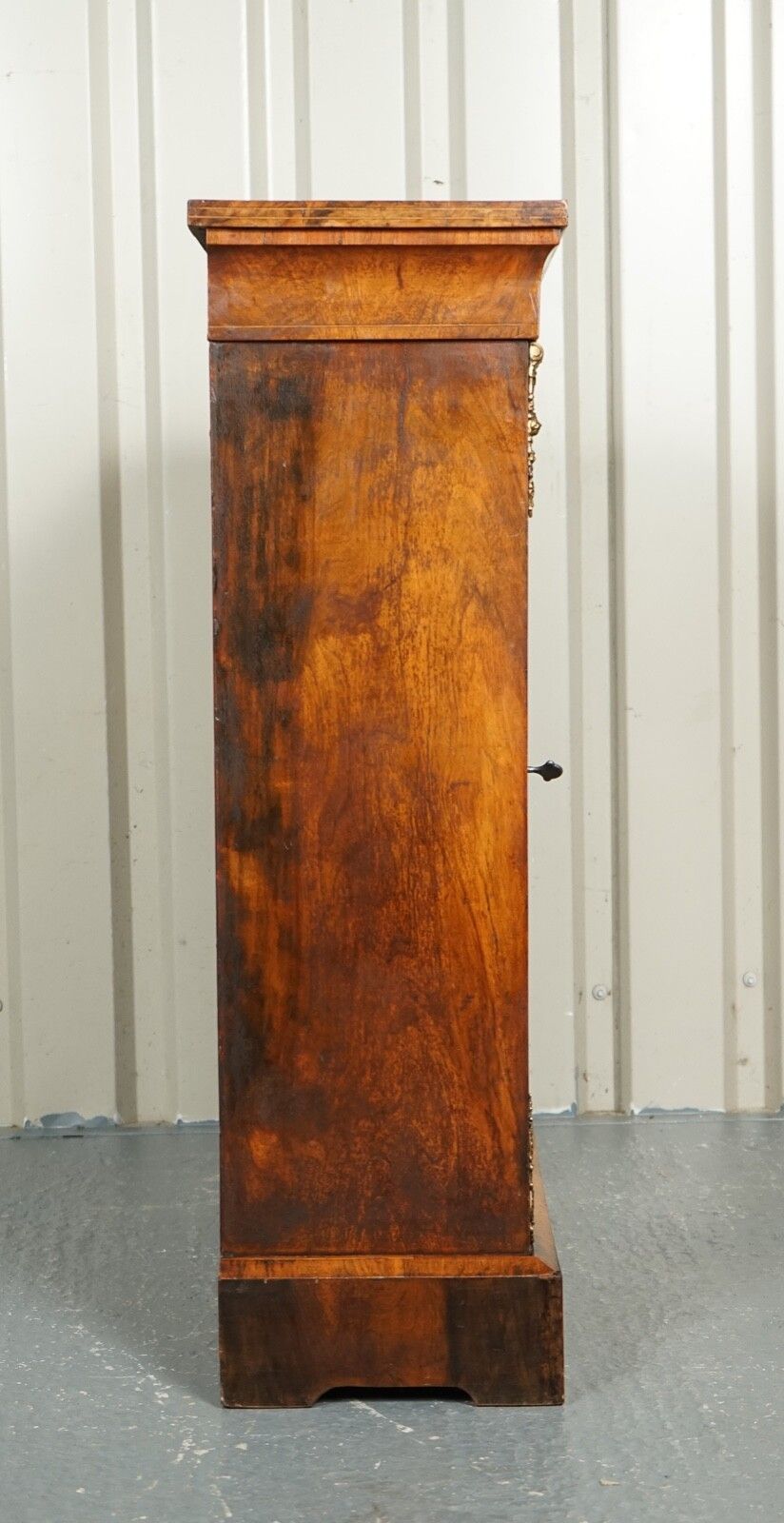 photo for sale 19th Century Victorian Burr Walnut Marquetry Pier Glazed Cabinet