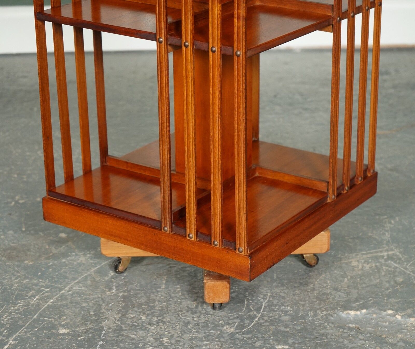 Furniture Stunning Burr Walnut Sheraton Revival Inlaid Revolving Bookcase End Table photo