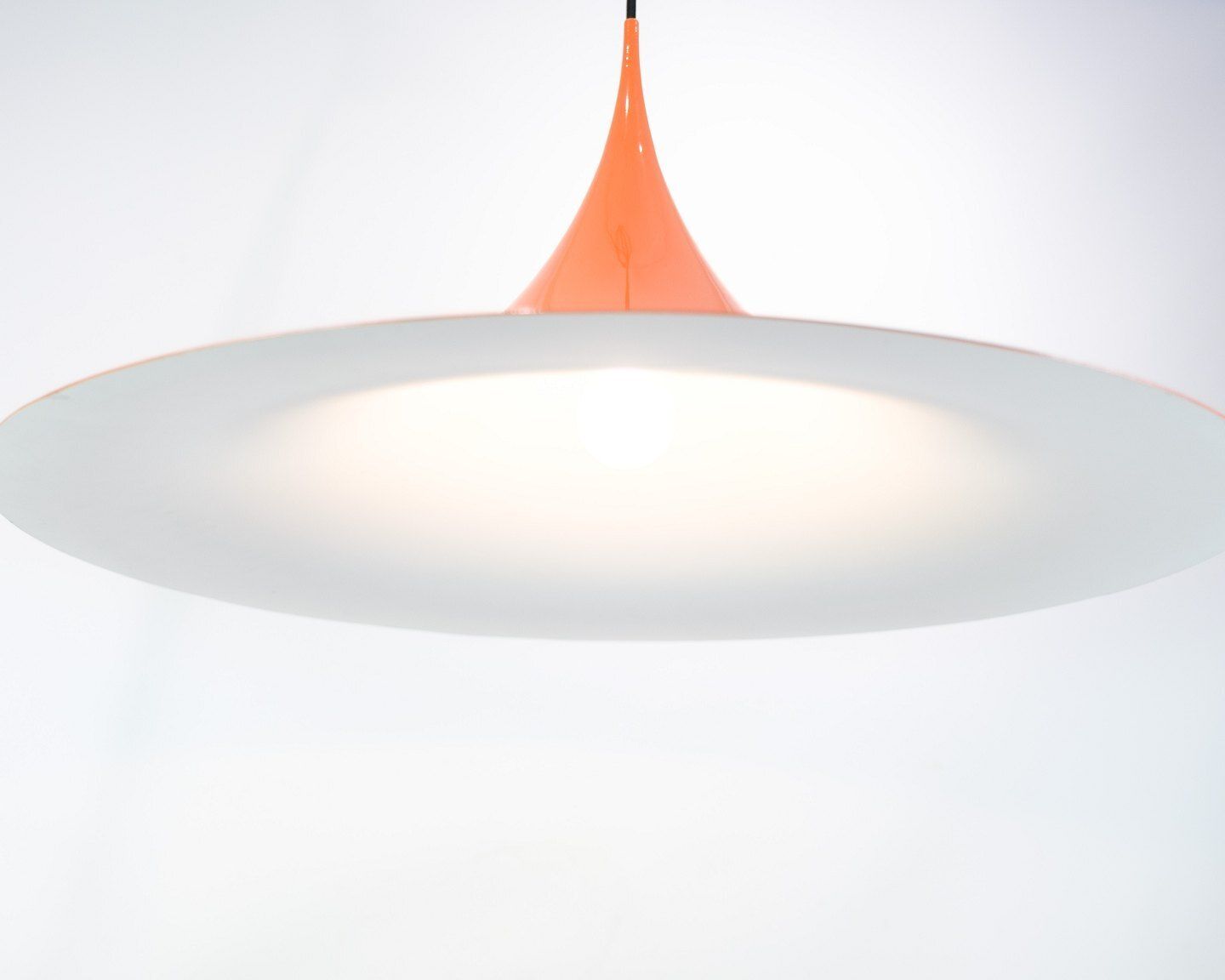 Large Trumpet Pendant In Orange By Claus Bonderup For Fog & Mørup From 1970s photo vinterior