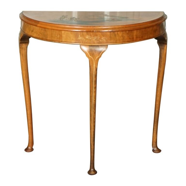 Vintage Oriental Half Moon Demi Lune Table Made By Northampton Cabinet Company