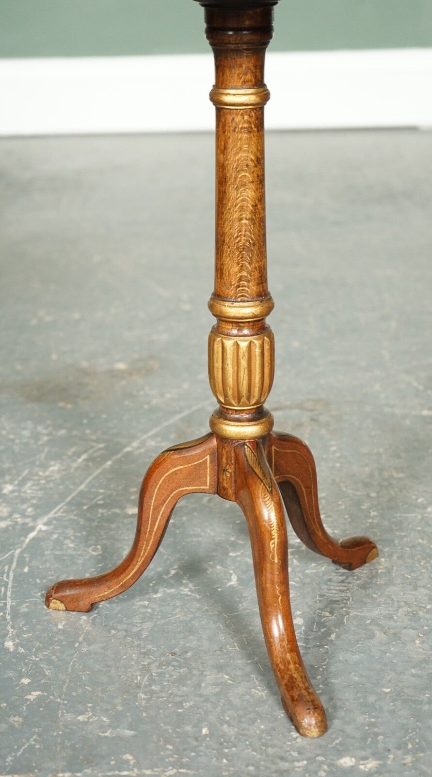 Vintage Oriental Chinoiserie  Ebonised Hand Painted Pedestal Side End Lamp Table photo buy