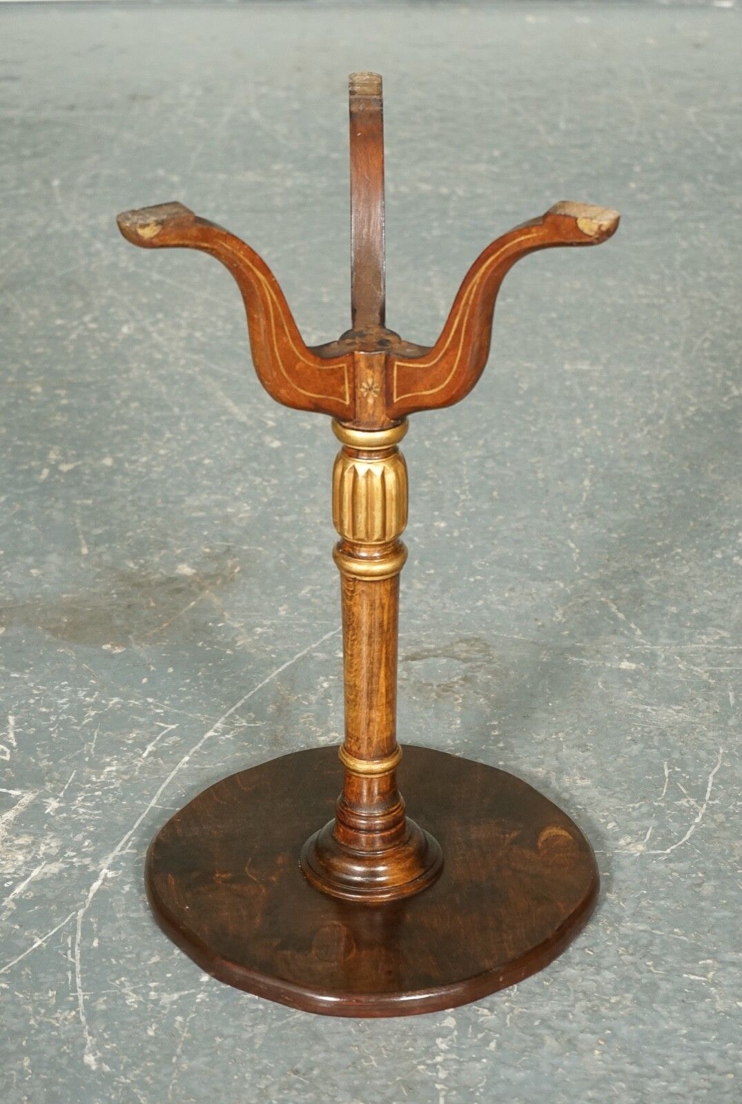 photo for sale Vintage Oriental Chinoiserie  Ebonised Hand Painted Pedestal Side End Lamp Table