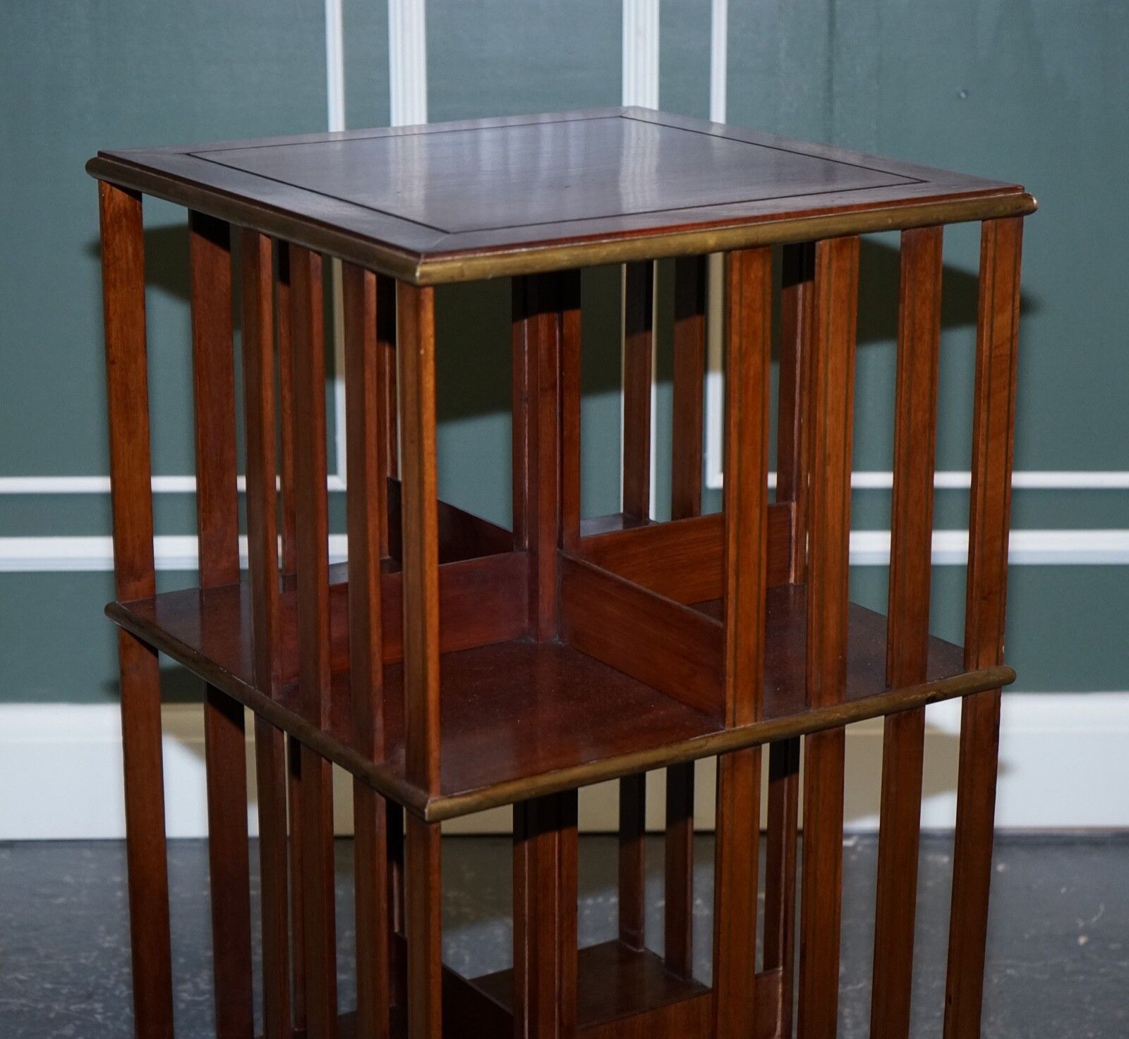 Restored French Military Campaign Brass Inlaid Revolving Bookcase photo buy