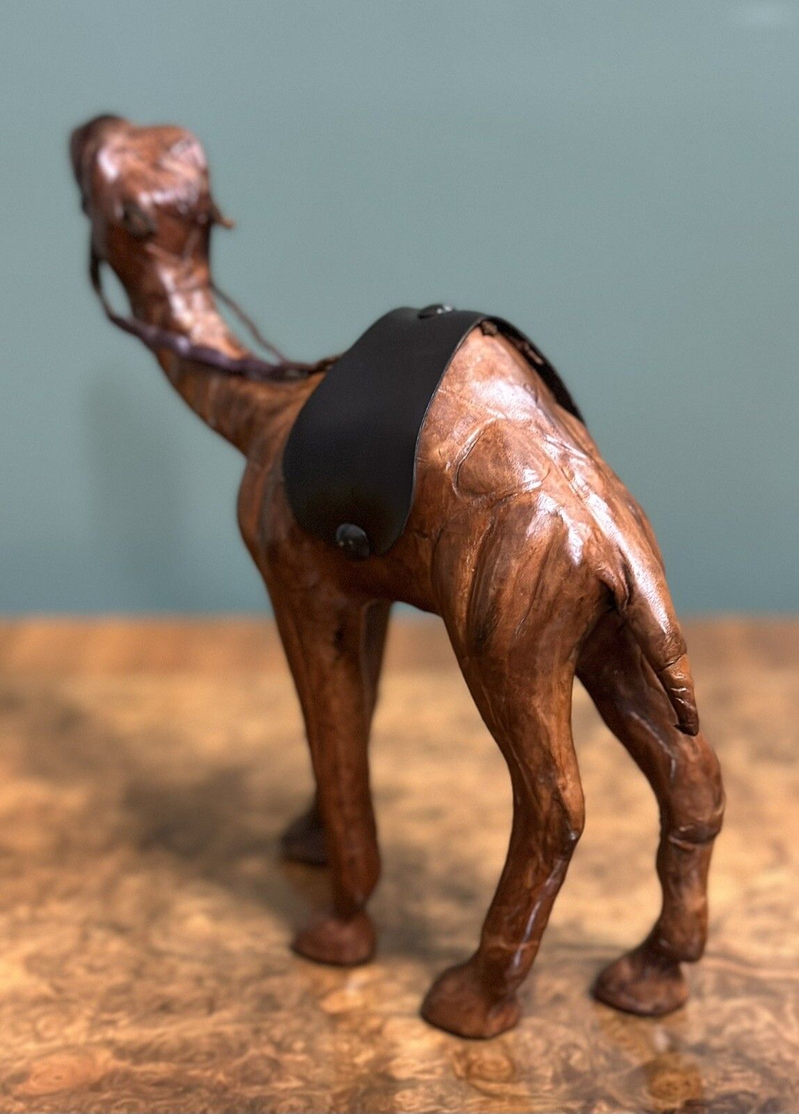 Camel Sculpture With Lovely Aged Leather On Hand Carved Wood By Libertys London photo Art