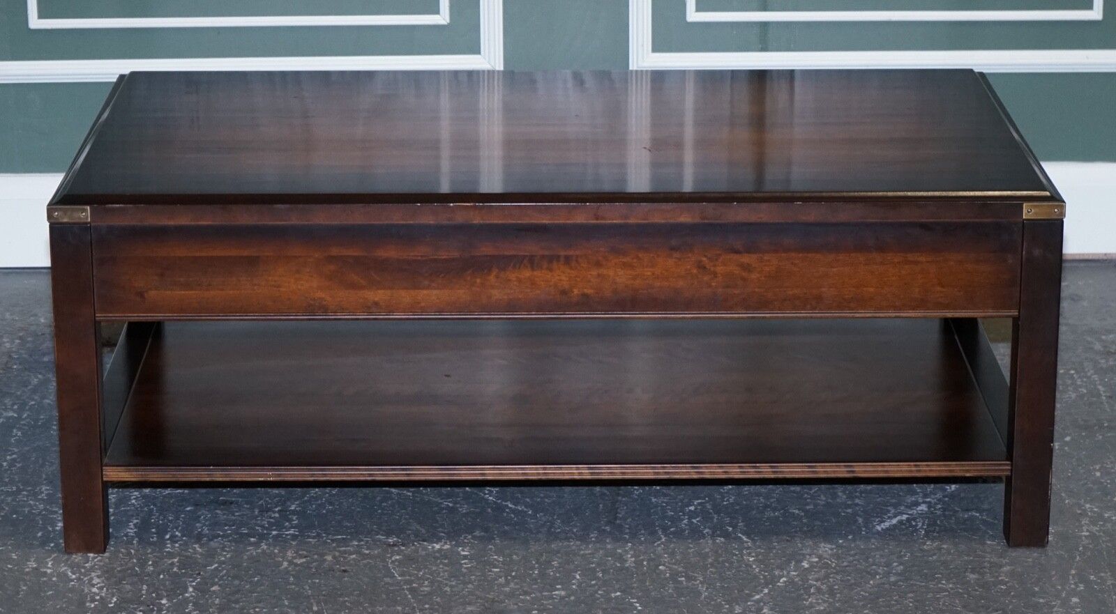 photo buy Stunning Vintage Military Campaign Mahogany & Brass Coffee Table