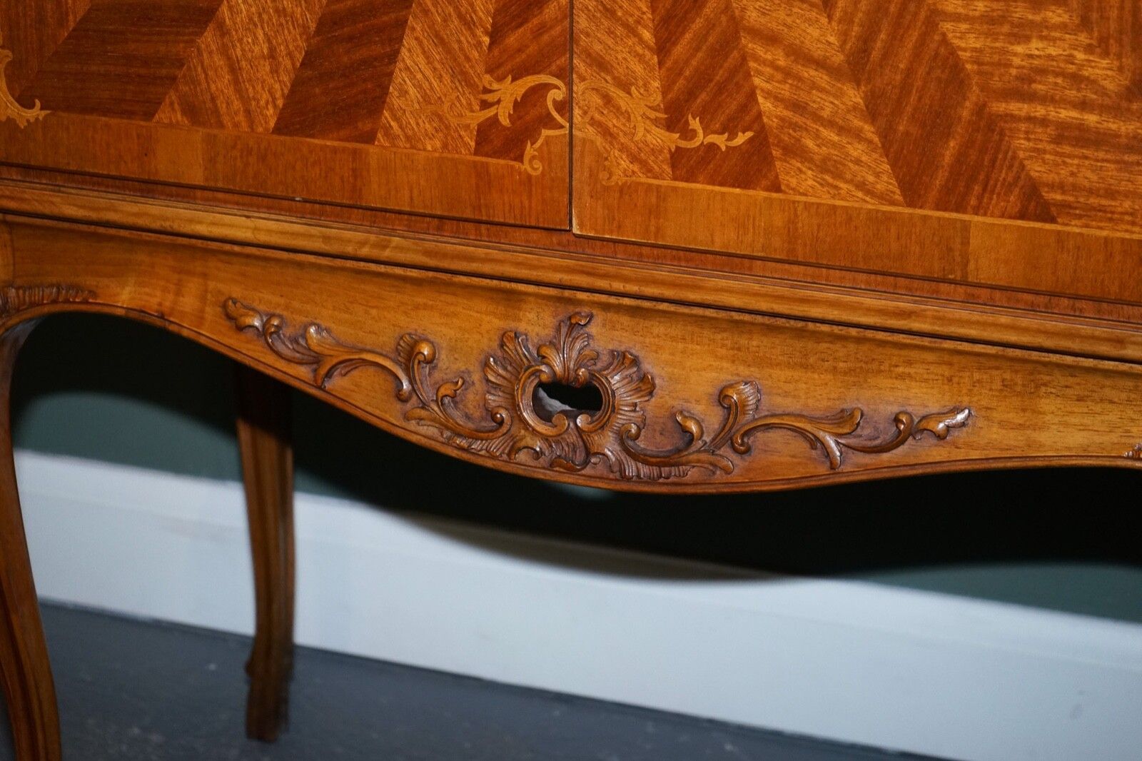 Gorgeous French Walnut Parquetry Drinks Cocktail Bar Cabinet Cupboard photo Furniture