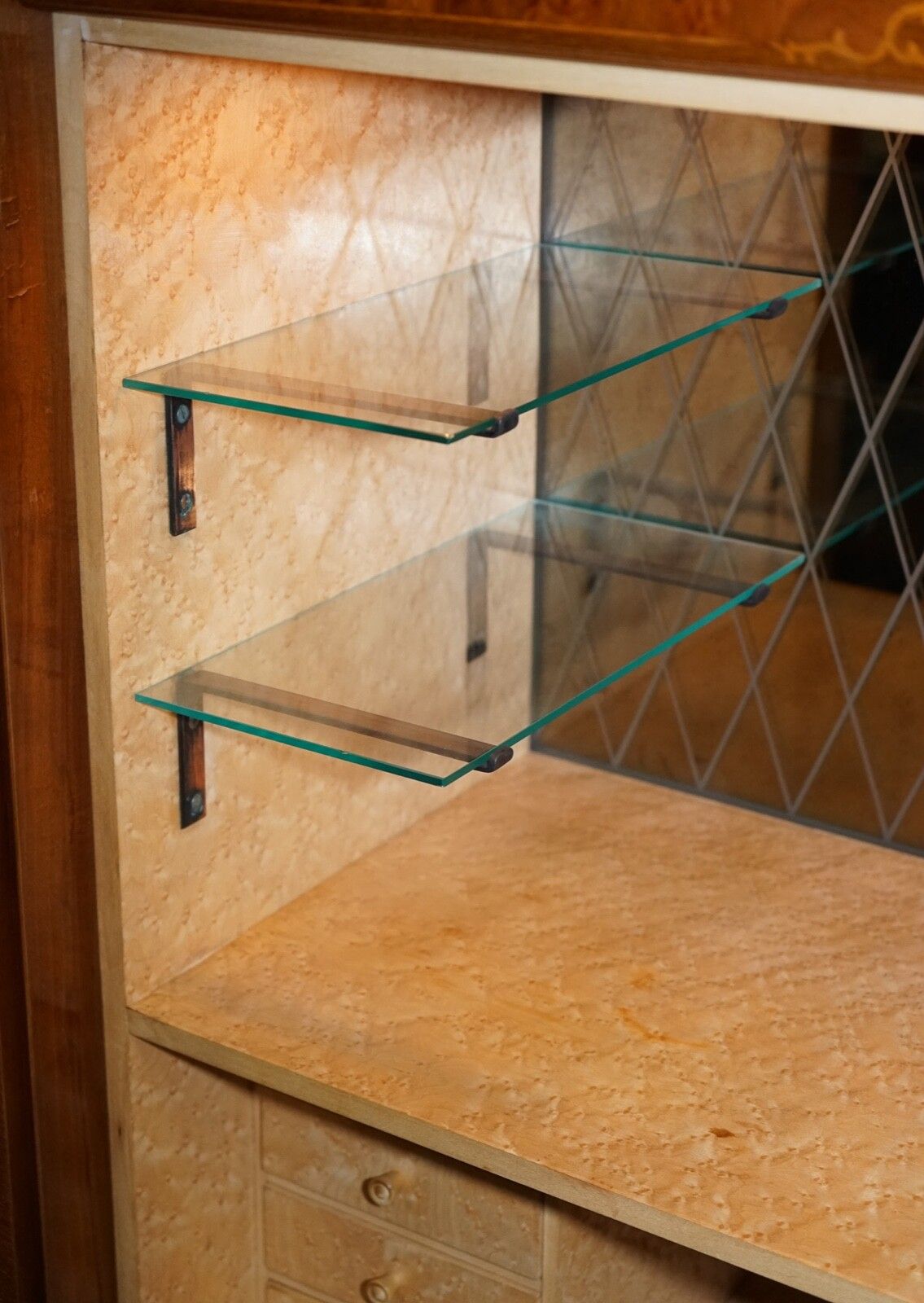 photo furniture Gorgeous French Walnut Parquetry Drinks Cocktail Bar Cabinet Cupboard