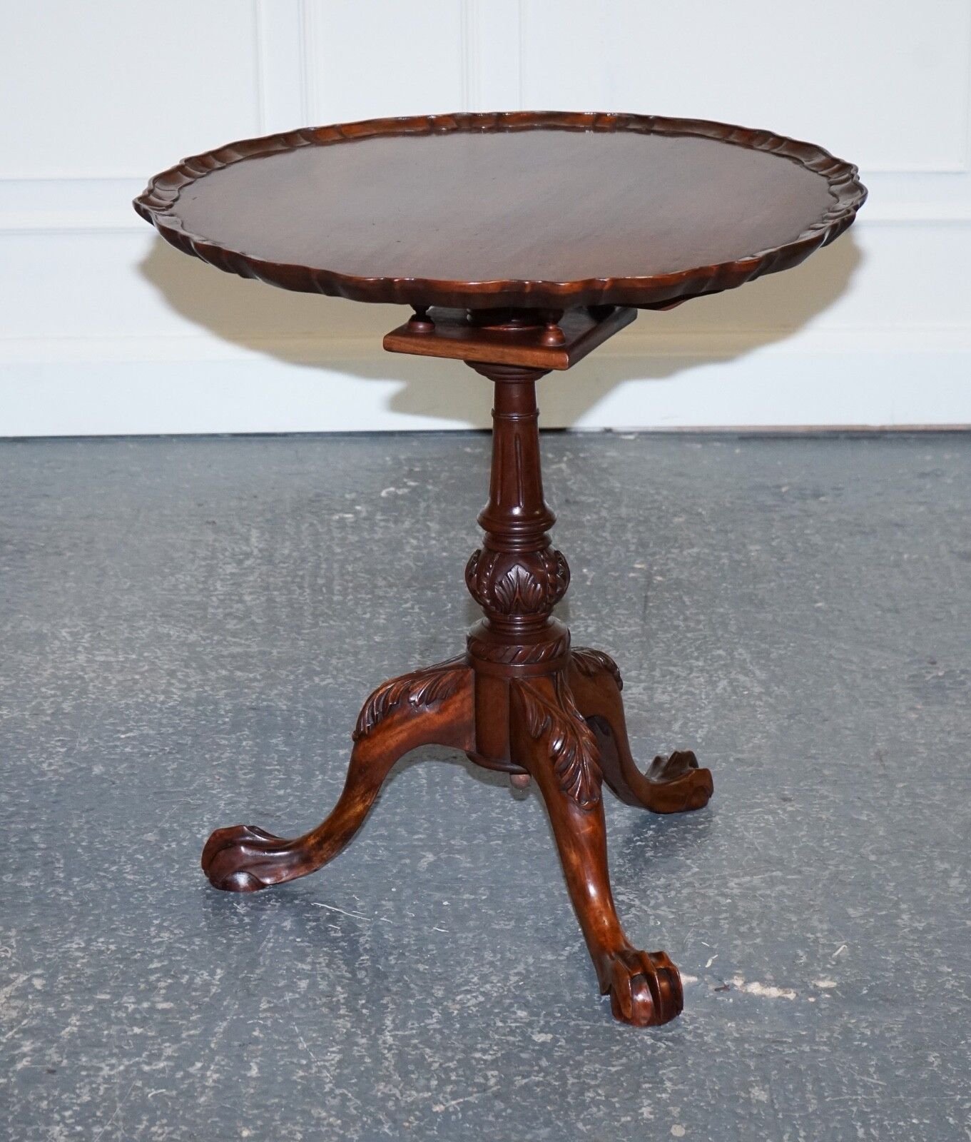 Lovely Large Hardwood Large Pie Crust Tilt Top Side Wine Plant Lamp Table photo furniture