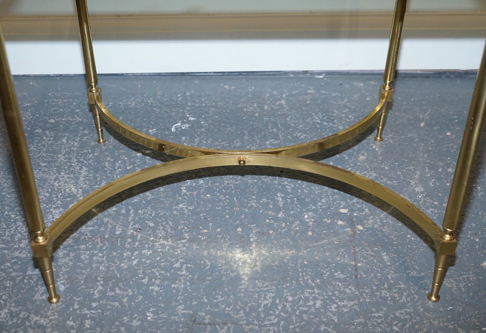 Furniture French Hollywood Regency 1960s Brass & Smoked Glass Coffee Table photo