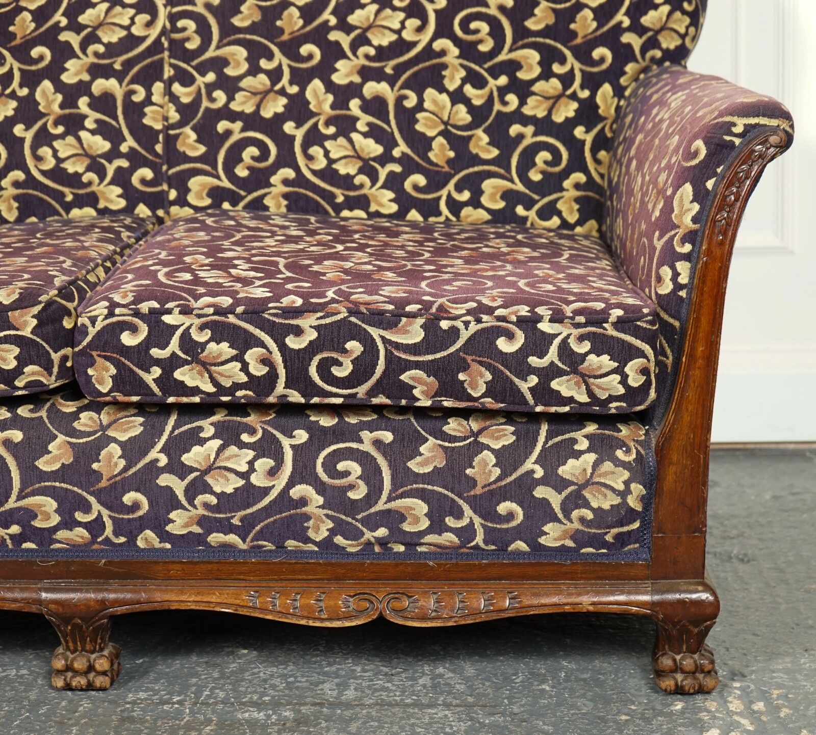 Furniture Victorian Fabric Bergere Suite Sofa And Two Armchairs Upholstery Project J1 photo