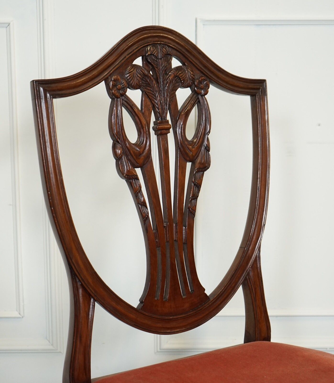 photo for sale Lovely Pair Of Victorian Hepplewhite Carver Hallway Side Chairs Feather Filled