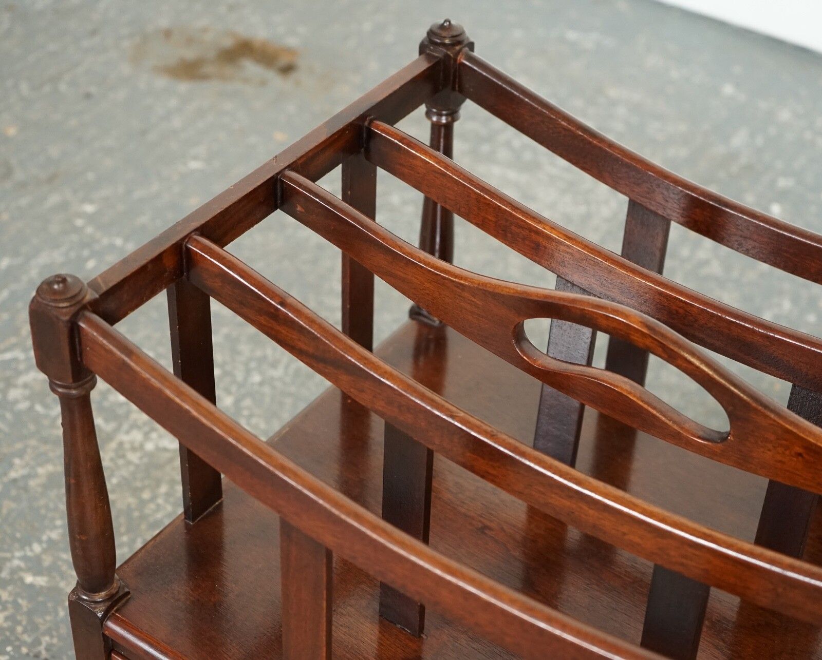 Vintage Mahogany Canterbury Newspaper Rack With Brass Handles photo buy