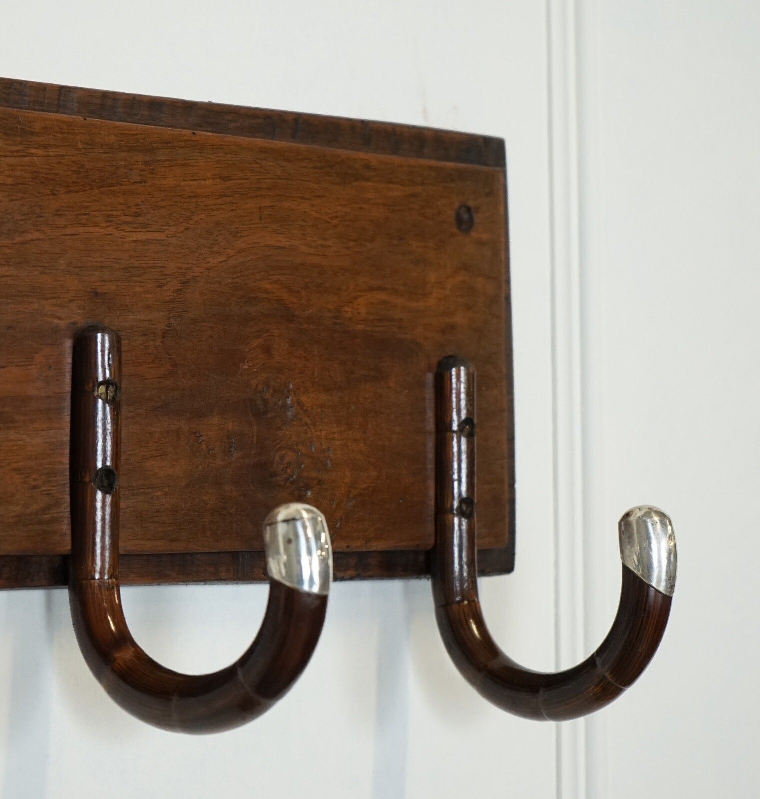 Rare Custom Made Art Deco 1920 Sterling Silver Mounted Hat Coat Wall Rack J1 photo vintage