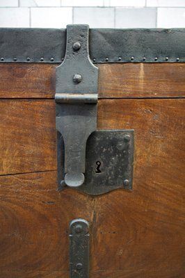 Chest In Walnut With Iron Reinforcements And Carrying Handles From Metzger, Italy, Early 1900s photo 949.0