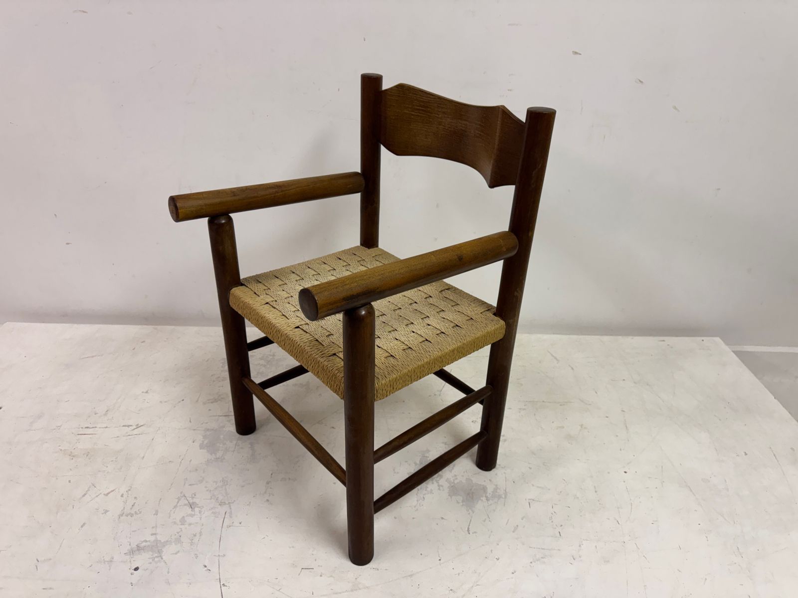 Mid Century Italian Armchair With Rush Seat photo for sale