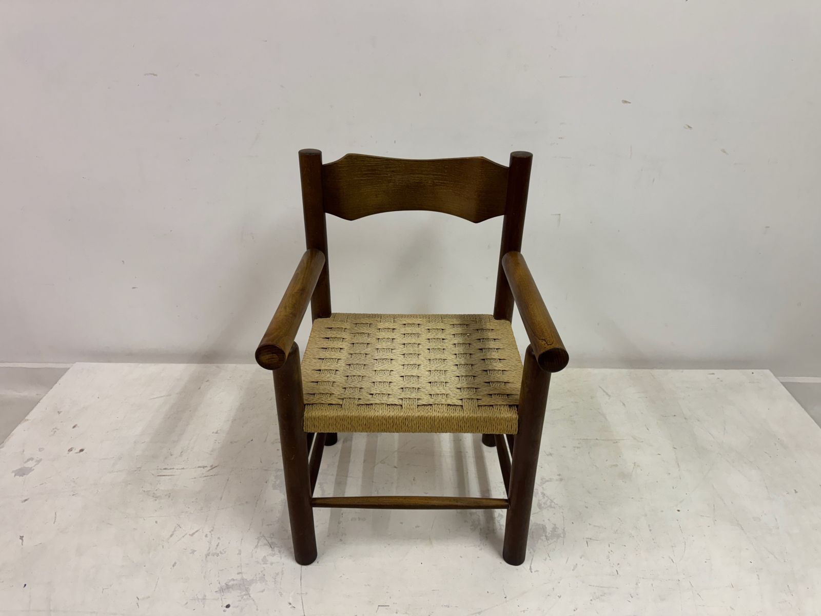 Mid Century Italian Armchair With Rush Seat photo 595.0