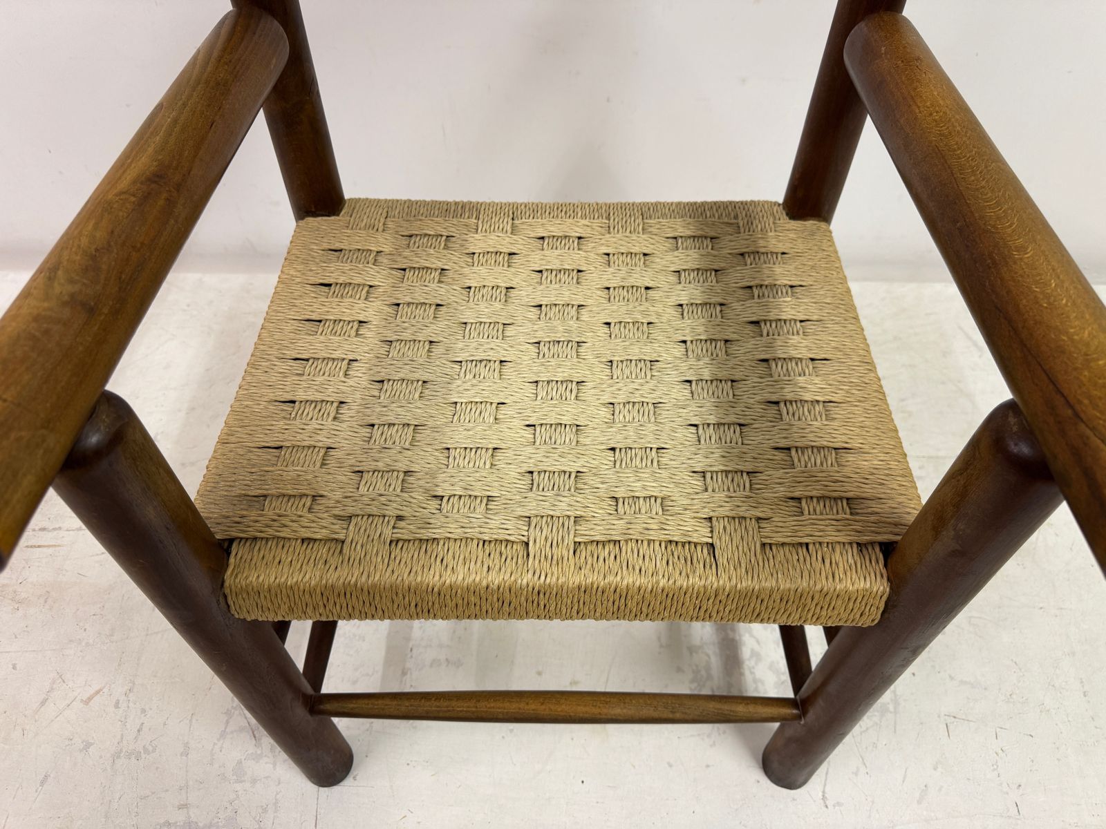 Mid Century Italian Armchair With Rush Seat photo vinterior