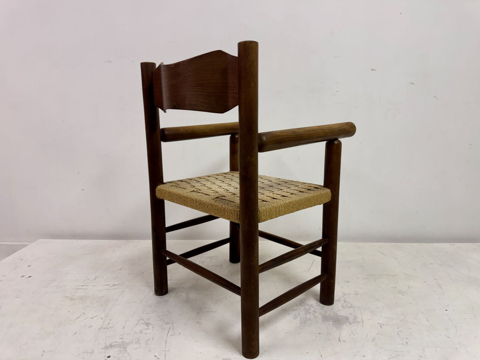 Furniture Mid Century Italian Armchair With Rush Seat photo