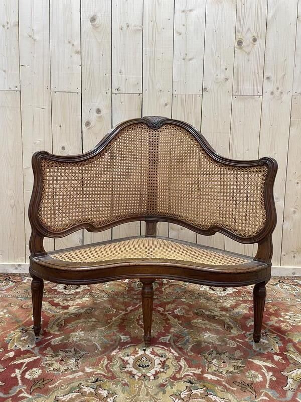 Banquette En Encoignure époque Louis XVI En Cannage
