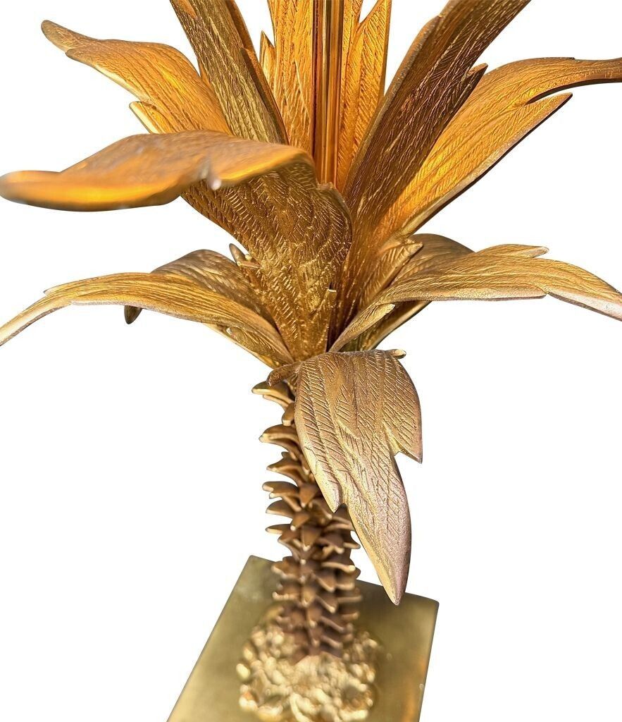 A Lovely Large French 1950s Palm Tree Lamp With Two Fittings And Bespoke Green Linen Shade photo 1850.0