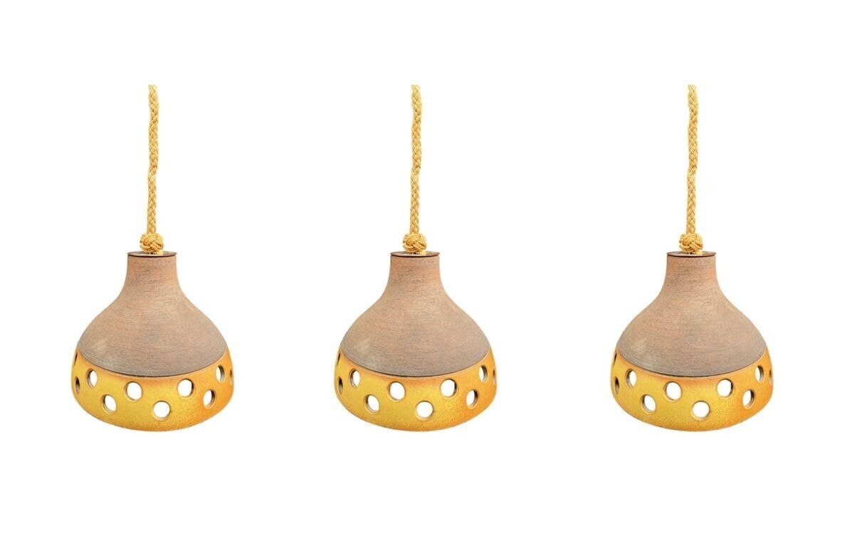 photo furniture A Set Of Three 1960s French Glazed Ceramic Ceiling Lights Suspended From Thick Knotted Rope
