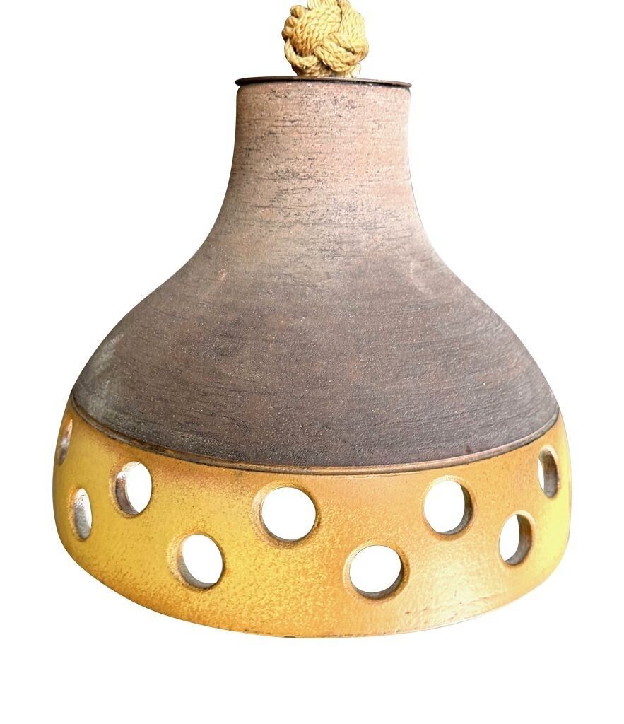 photo buy A Set Of Three 1960s French Glazed Ceramic Ceiling Lights Suspended From Thick Knotted Rope