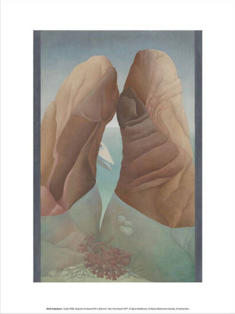 Original Ithell Colquhoun Museum Print   Scylla Sea/Female Figure   Early Female Surrealist Cornwall Authentic Poster Occult