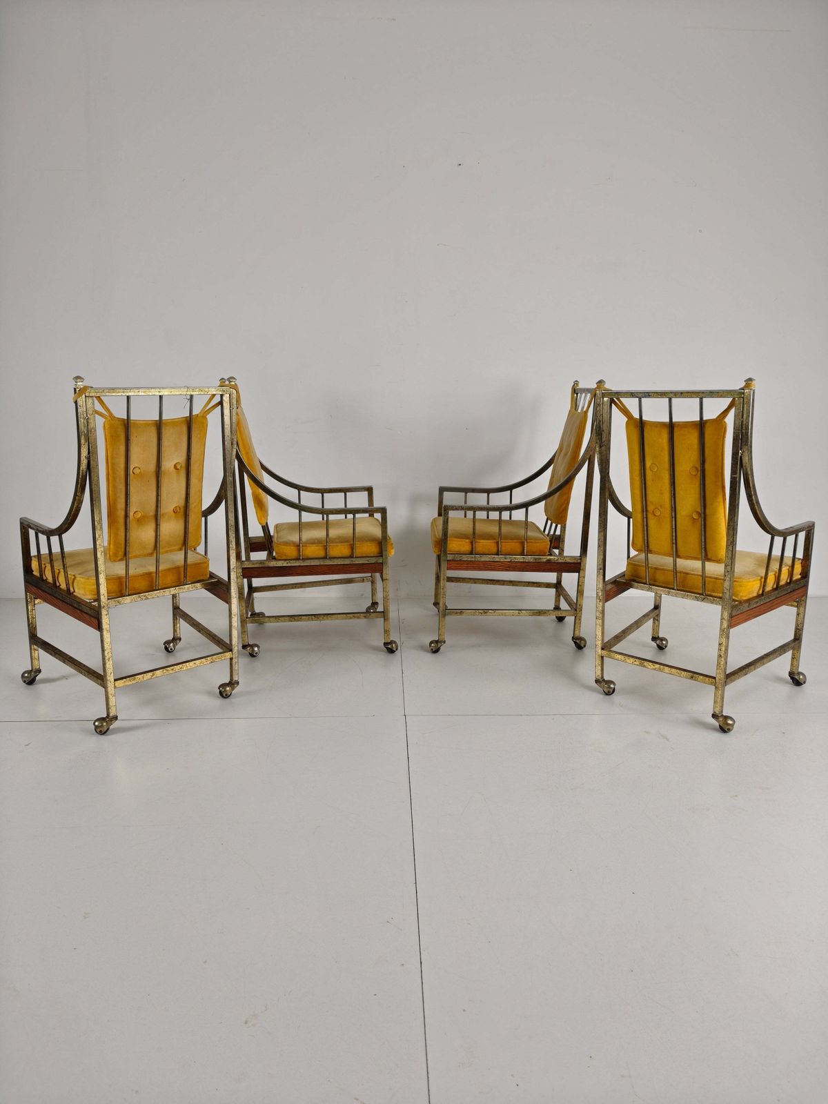 Unique Set Of Mid Century Style Dining And Lounge Chairs – Gilded, Made Between 1940 1948 By Flanders Industries Inc, Fort Smith, Arkansas photo buy