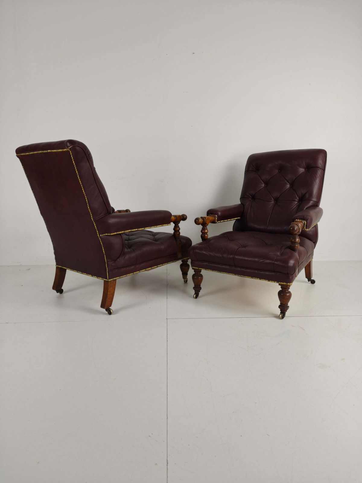 Pair Of Antique Library Chairs   Original William Morris & Co Edinburgh Stamped Armchairs photo vinterior
