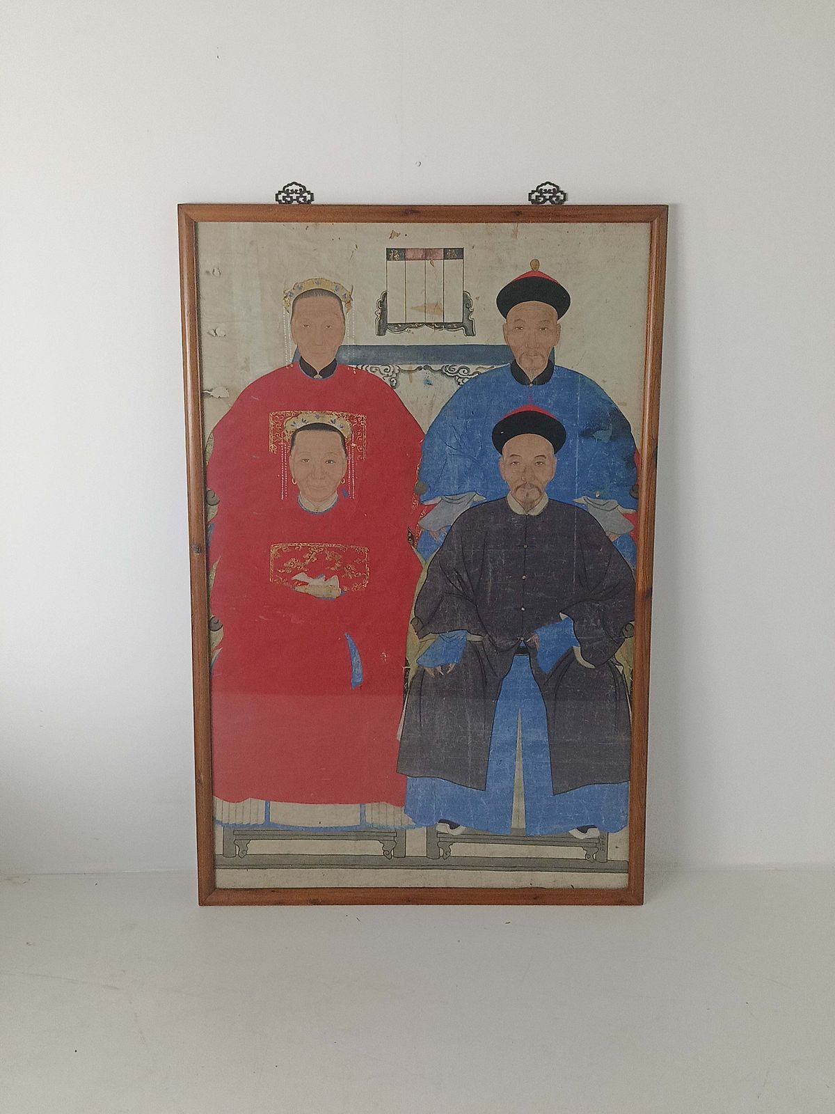 A Framed Chinese Ancestral Portrait Is A Traditional Hand Painted photo furniture