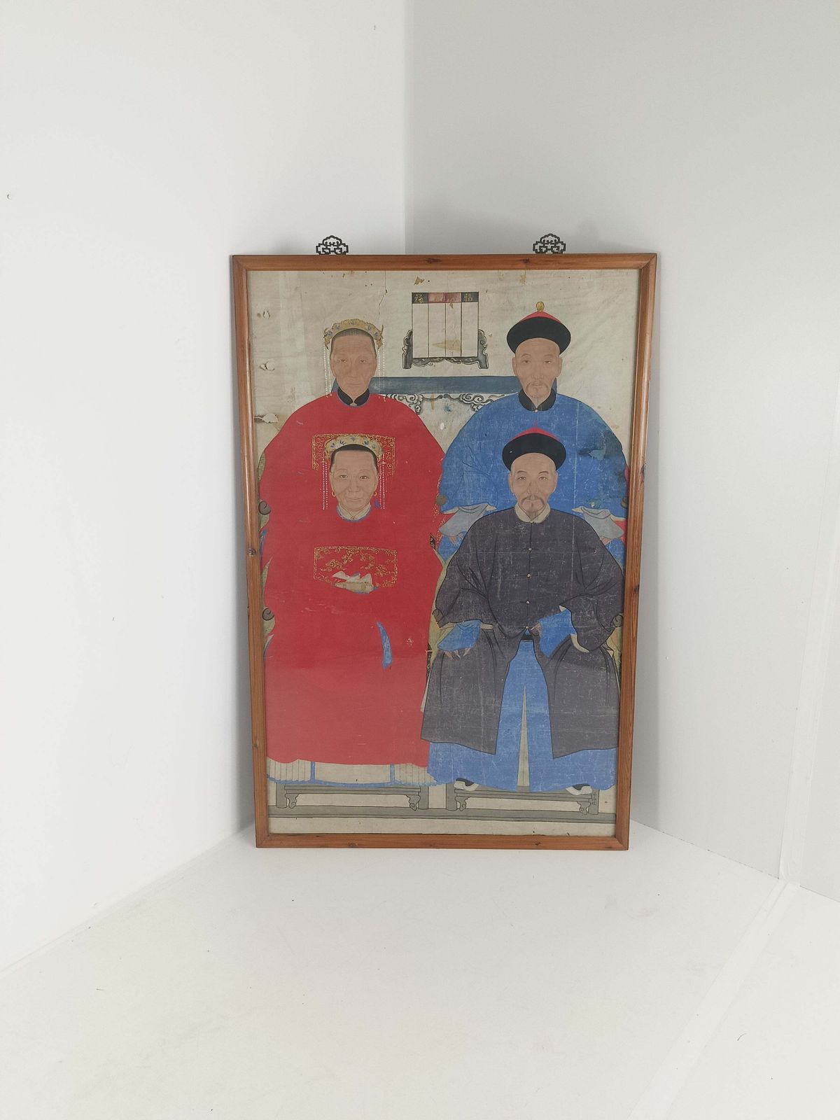 A Framed Chinese Ancestral Portrait Is A Traditional Hand Painted photo vinterior
