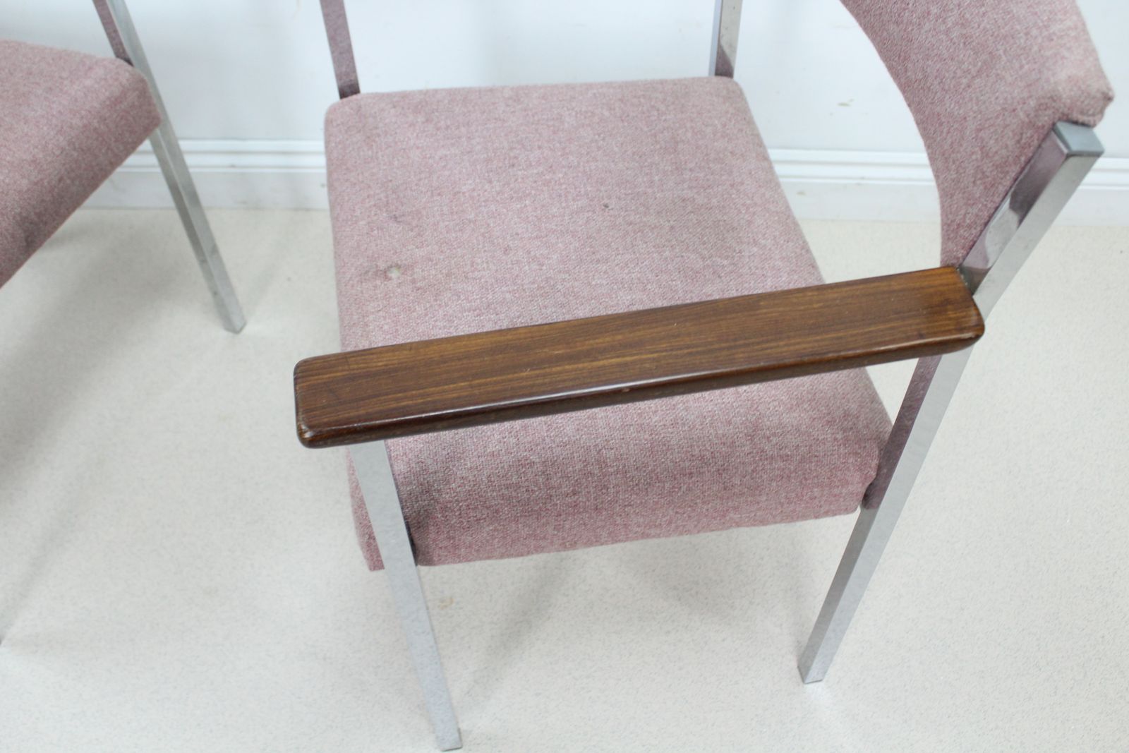Set Of 2 Antocks Lairn Chrome And Teak Armchairs photo Furniture