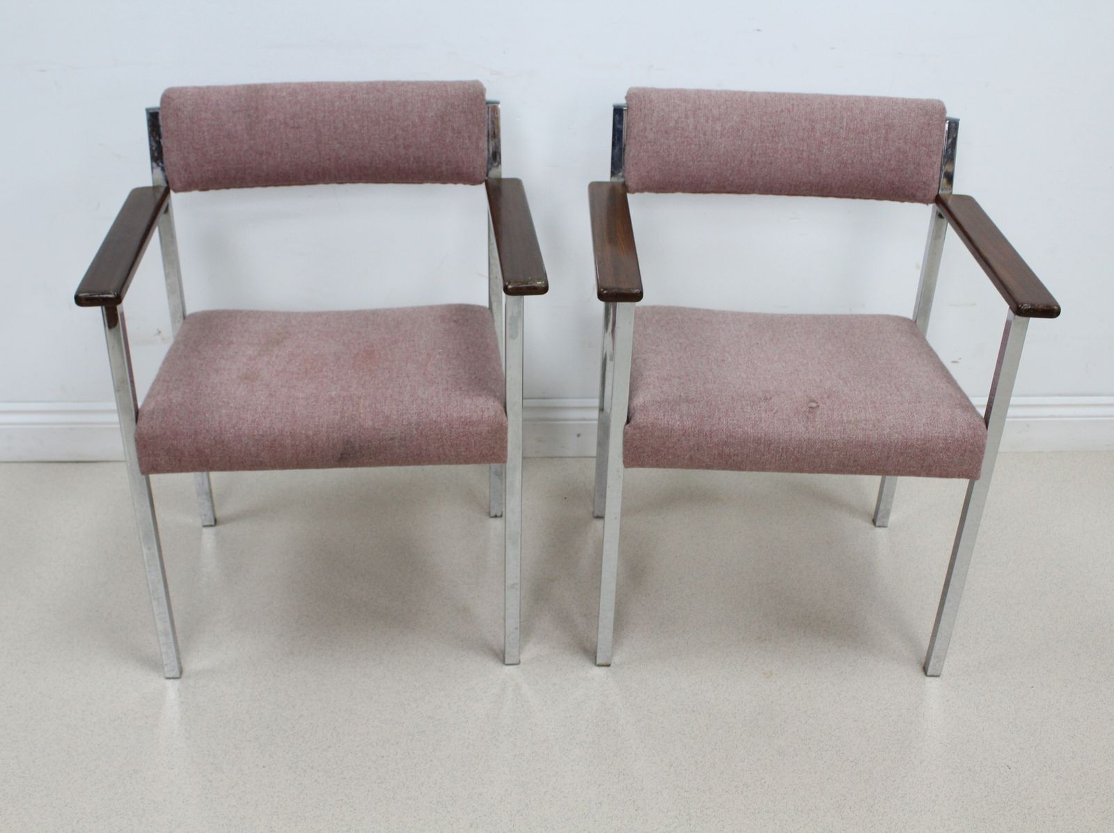 Set Of 2 Antocks Lairn Chrome And Teak Armchairs photo 345.0