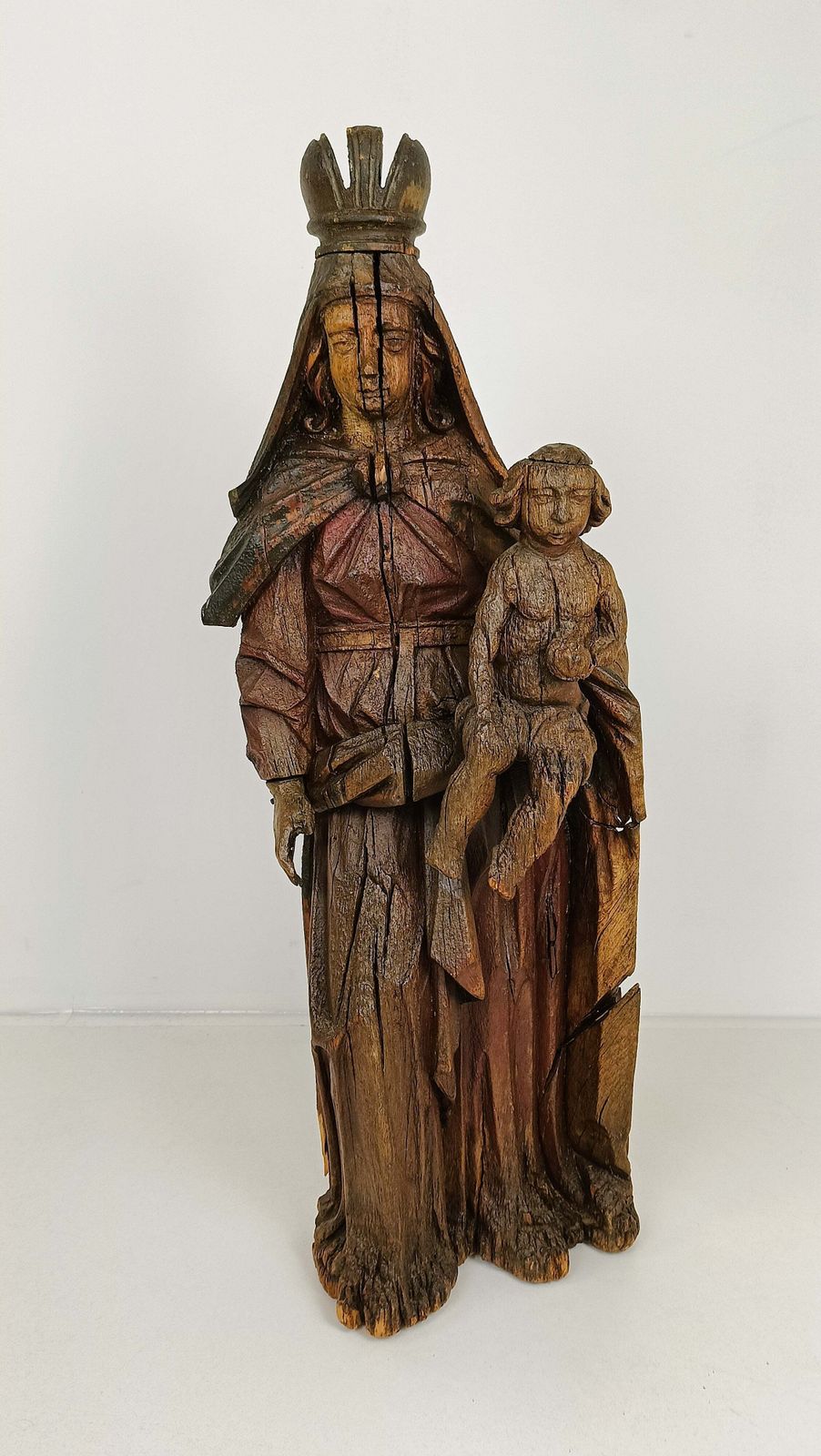Wooden Statue Of Virgin Mary With Jesus photo furniture